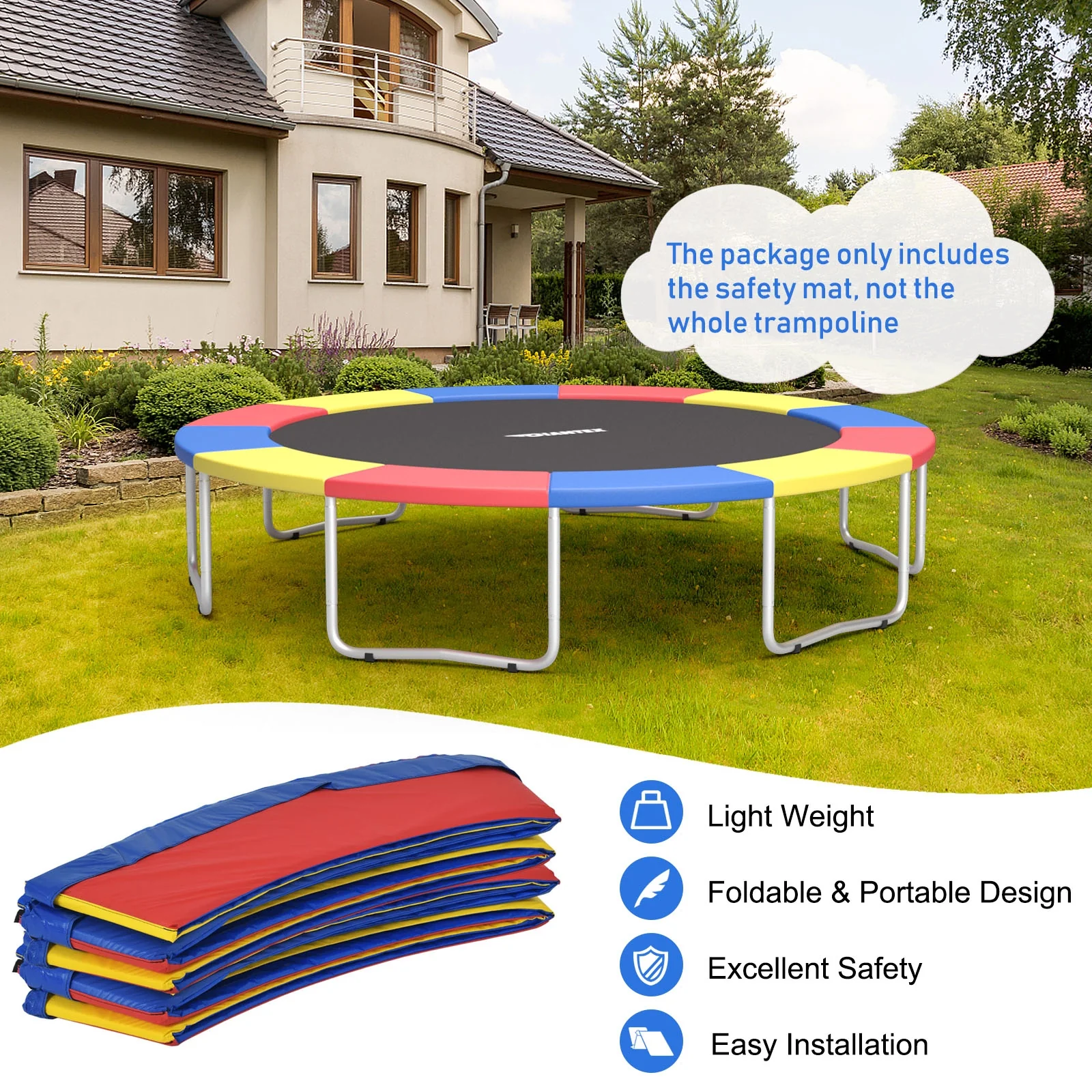 14 Feet Waterproof and Tear-Resistant Universal Trampoline Safety Pad Spring Cover - Image 2