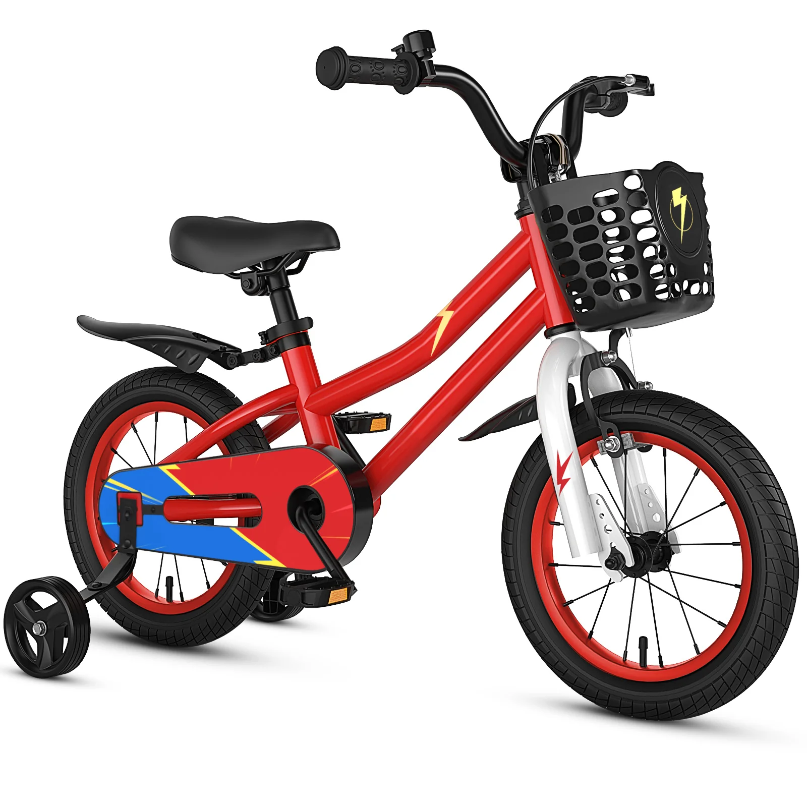 14 Inch Kids Bike Red with Blue Helmet Protective Set - Image 2