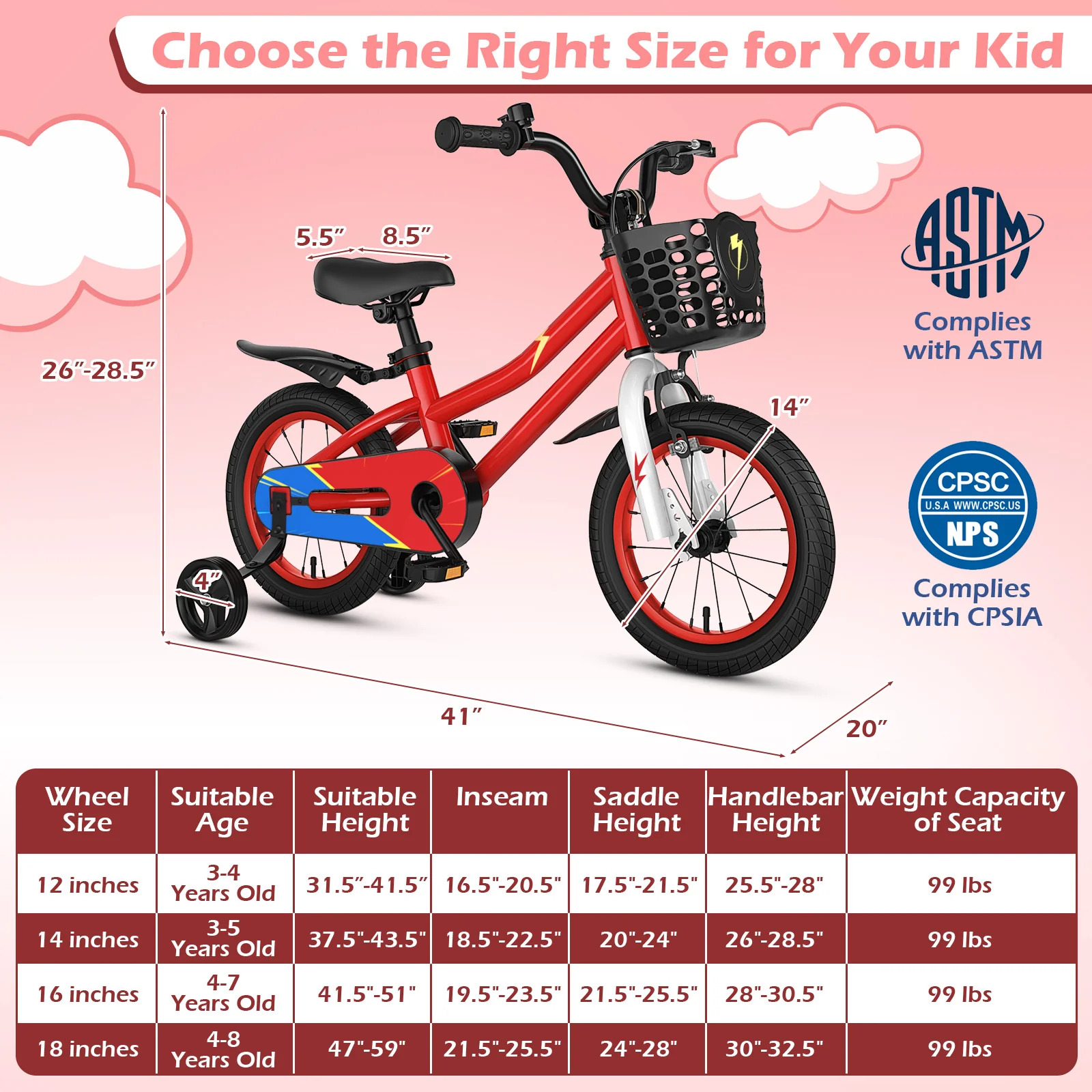 14 Inch Kids Bike Red with Blue Helmet Protective Set - Image 4