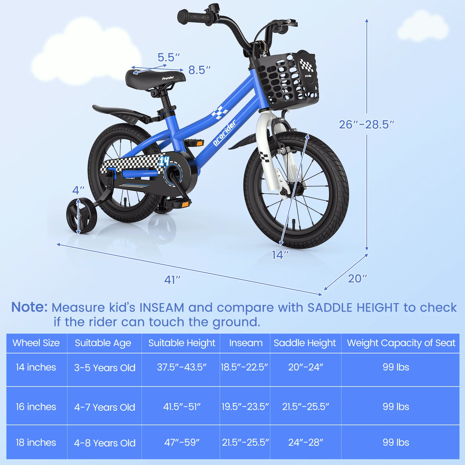 14 Inch Kids Bike with 2 Training Wheels for 3-5 Years Old - Image 12