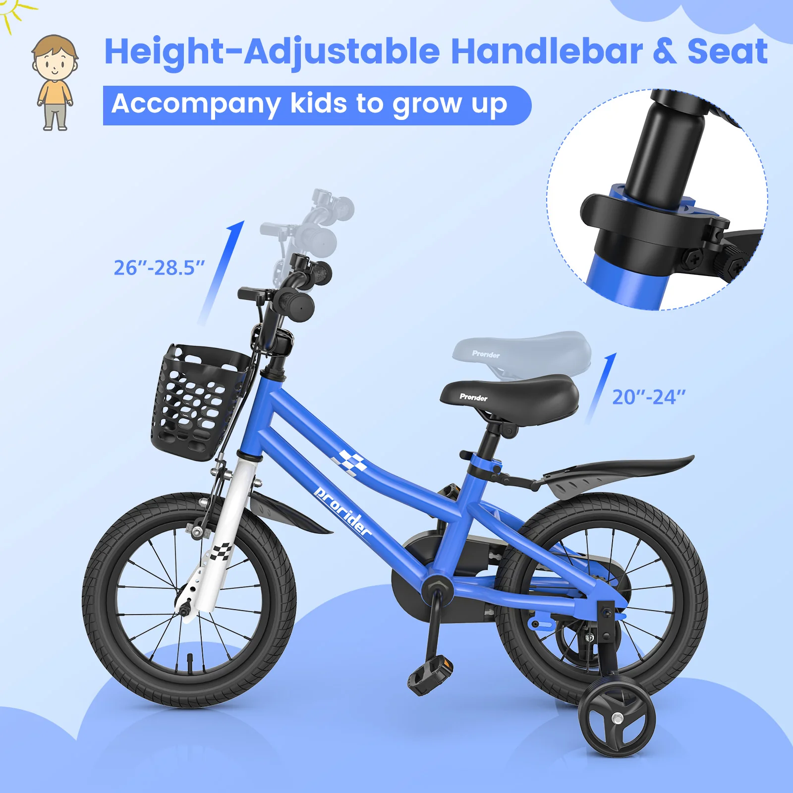 14 Inch Kids Bike with 2 Training Wheels for 3-5 Years Old - Image 13