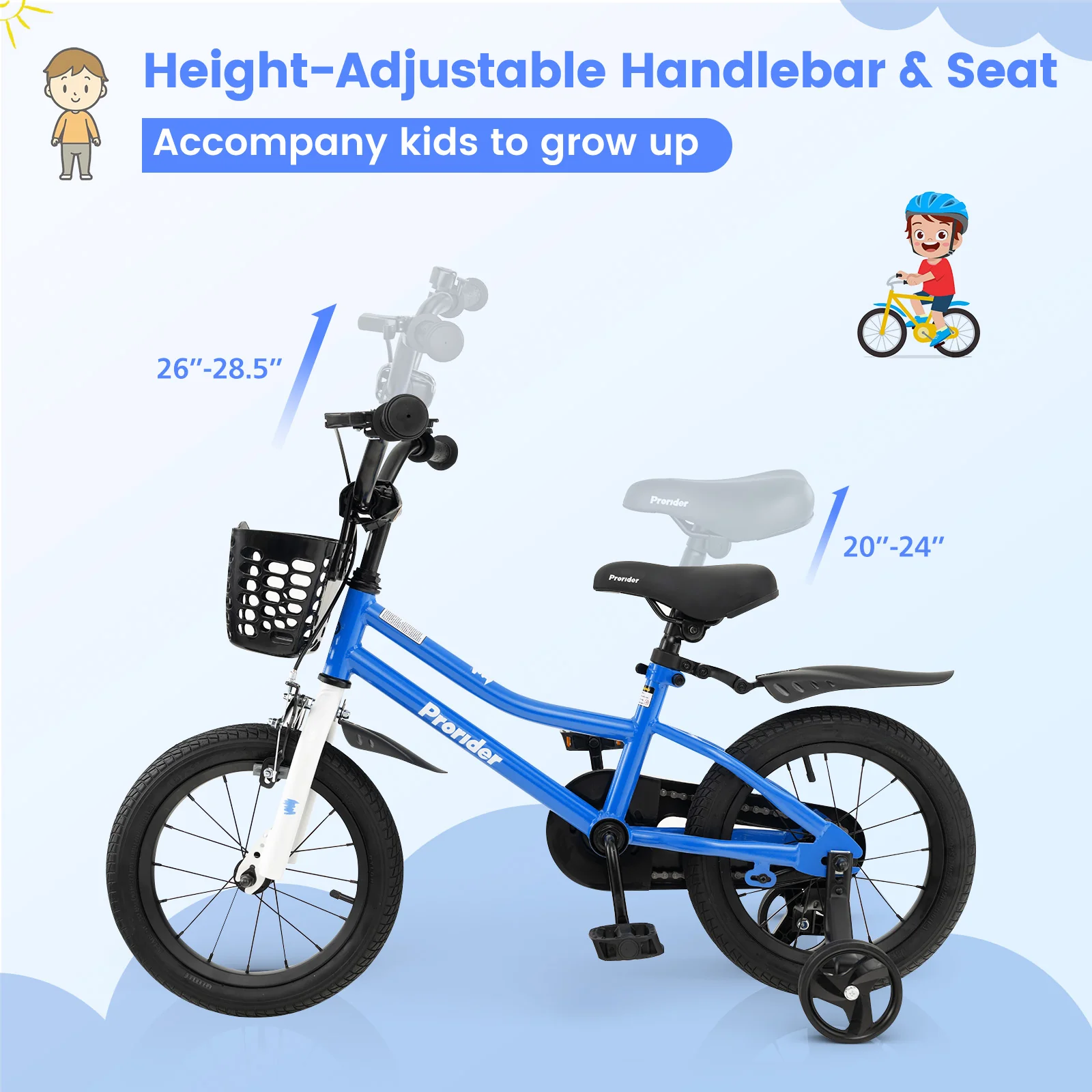 14 Inch Kids Bike with 2 Training Wheels for 3-5 Years Old - Image 21