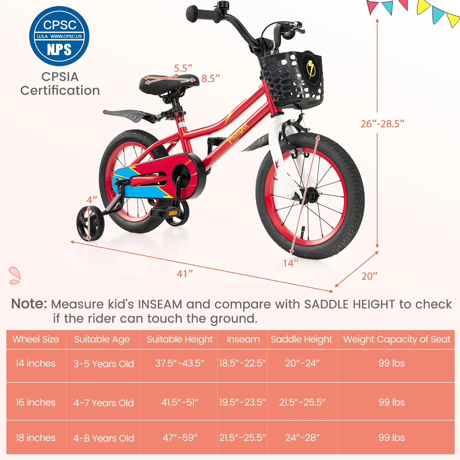 14 Inch Kids Bike with 2 Training Wheels for 3-5 Years Old - Image 28