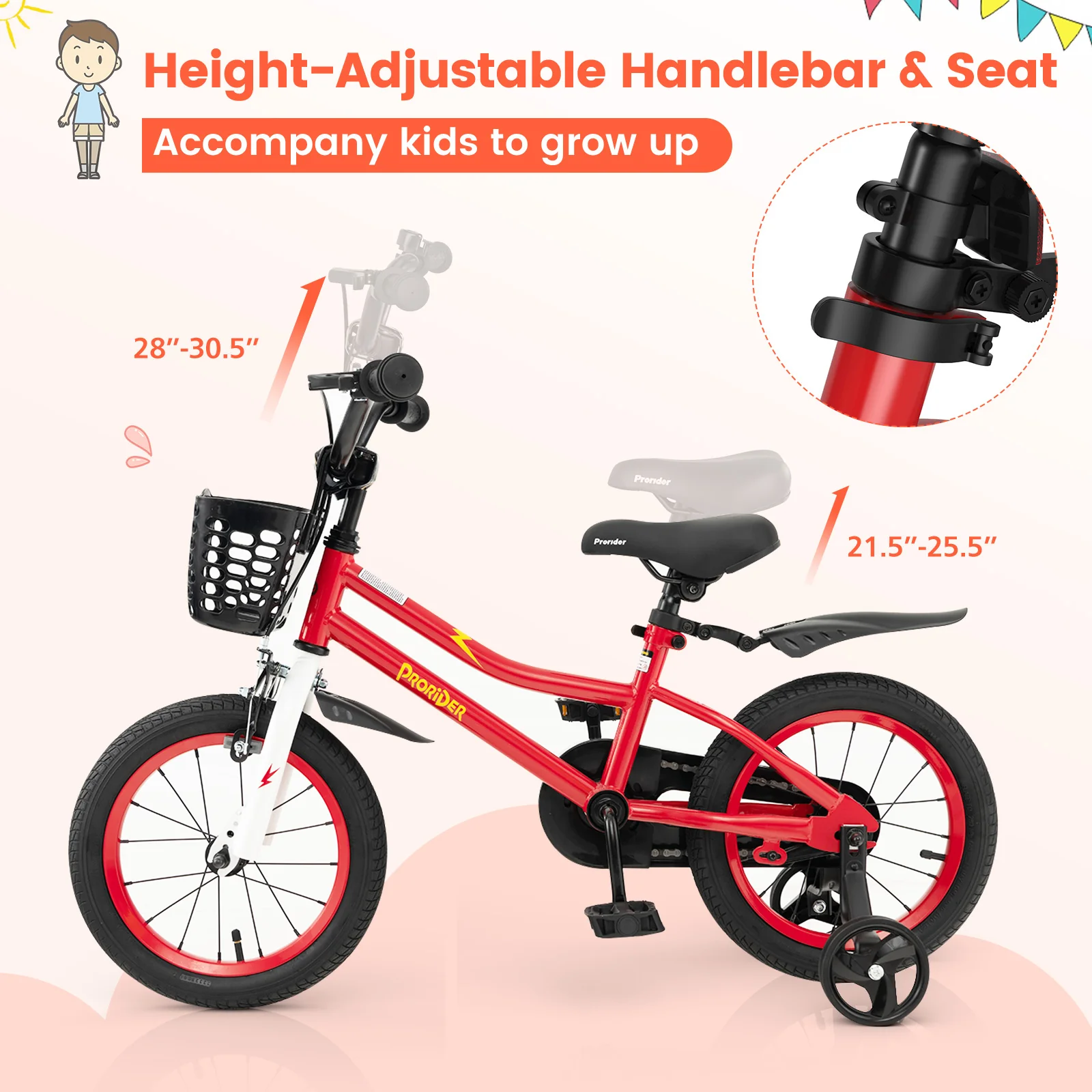 14 Inch Kids Bike with 2 Training Wheels for 3-5 Years Old - Image 31