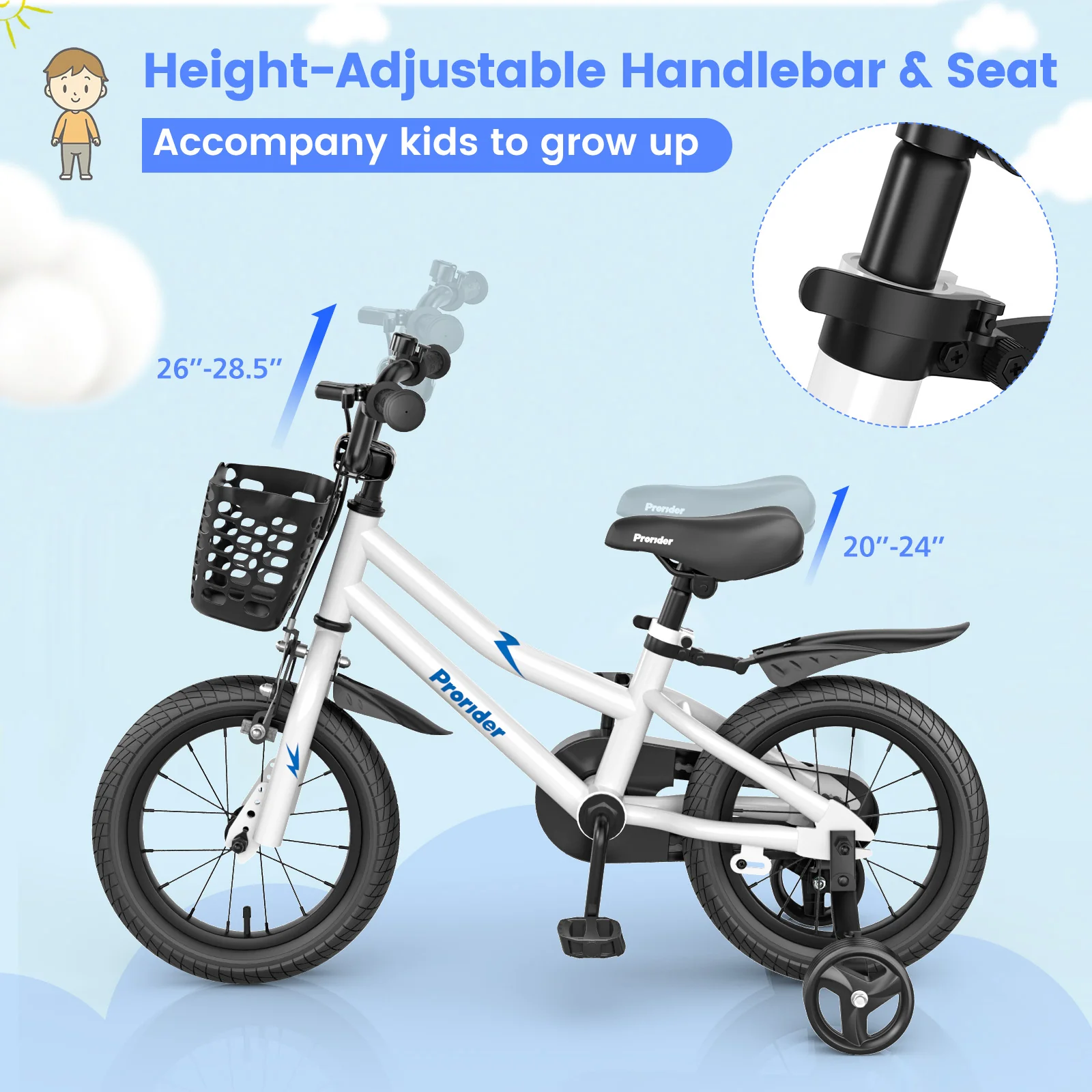 14 Inch Kids Bike with 2 Training Wheels for 3-5 Years Old - Image 38