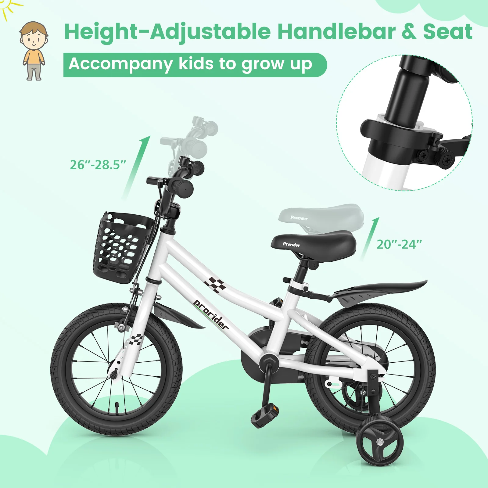14 Inch Kids Bike with 2 Training Wheels for 3-5 Years Old - Image 5