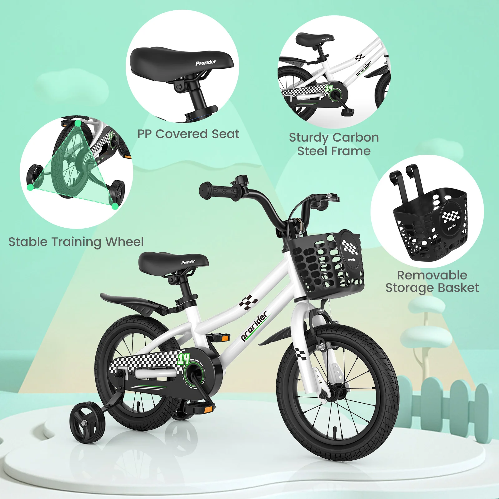 14 Inch Kids Bike with 2 Training Wheels for 3-5 Years Old - Image 7