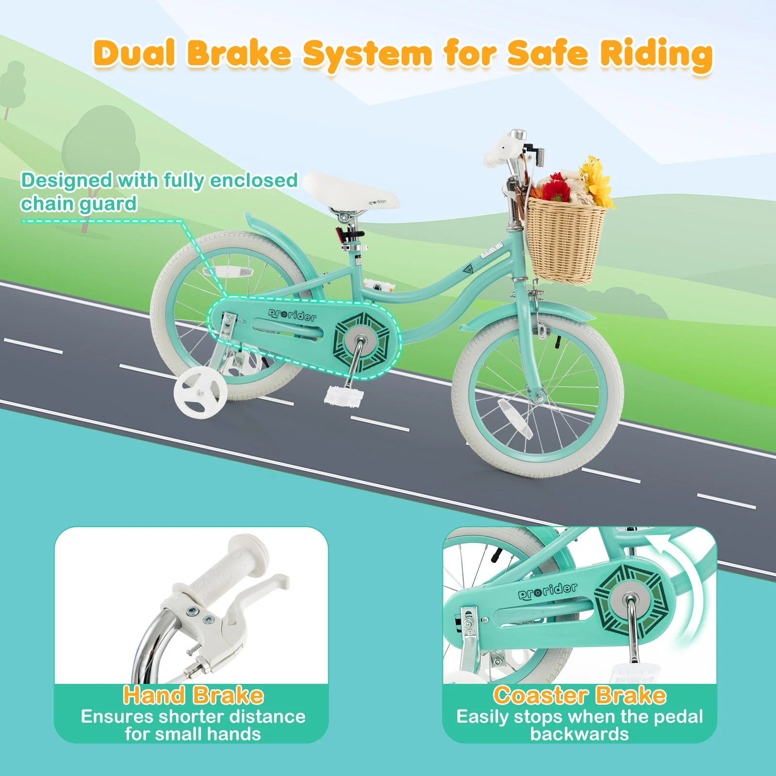 14-Inch Kids Bike with Training Wheels and Adjustable Handlebar Seat - Image 15