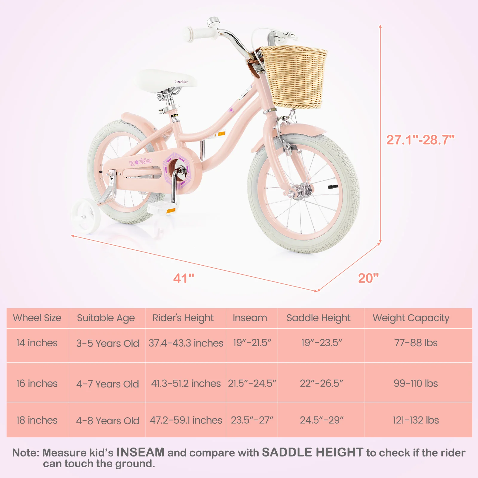 14-Inch Kids Bike with Training Wheels and Adjustable Handlebar Seat - Image 21