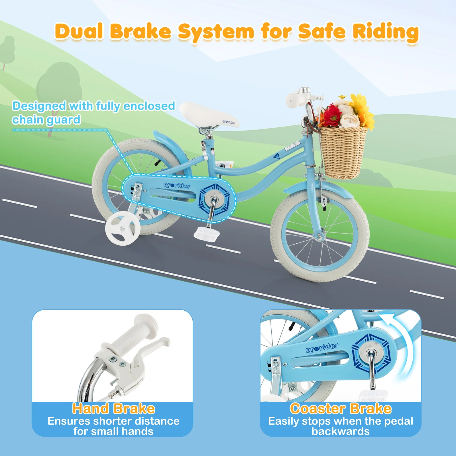 14-Inch Kids Bike with Training Wheels and Adjustable Handlebar Seat - Image 7