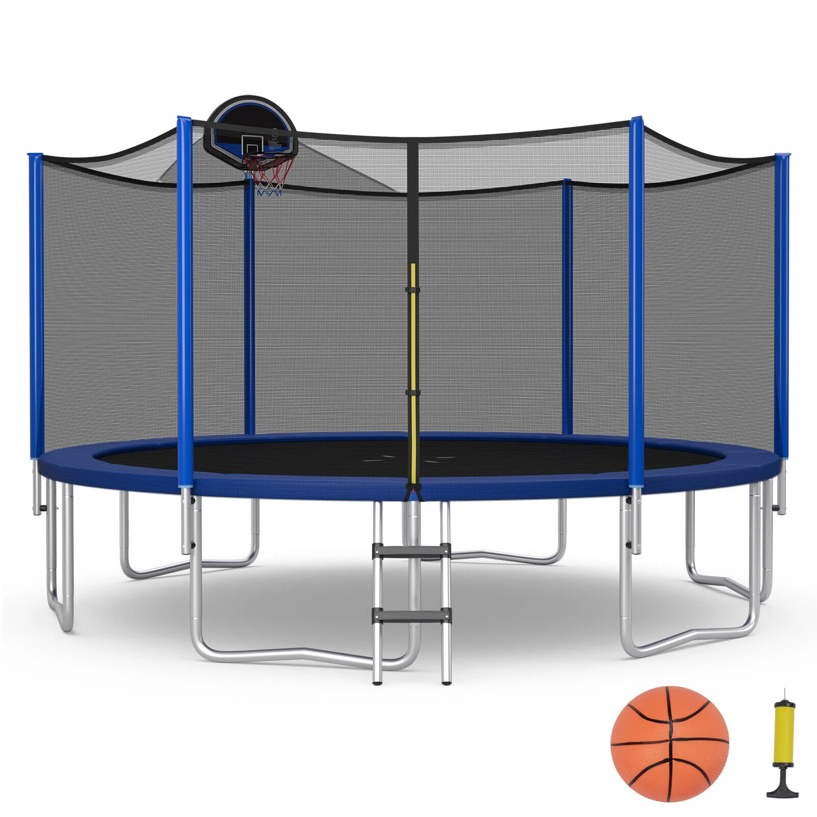 15/16 Feet Outdoor Recreational Trampoline with Enclosure Net - Image 11