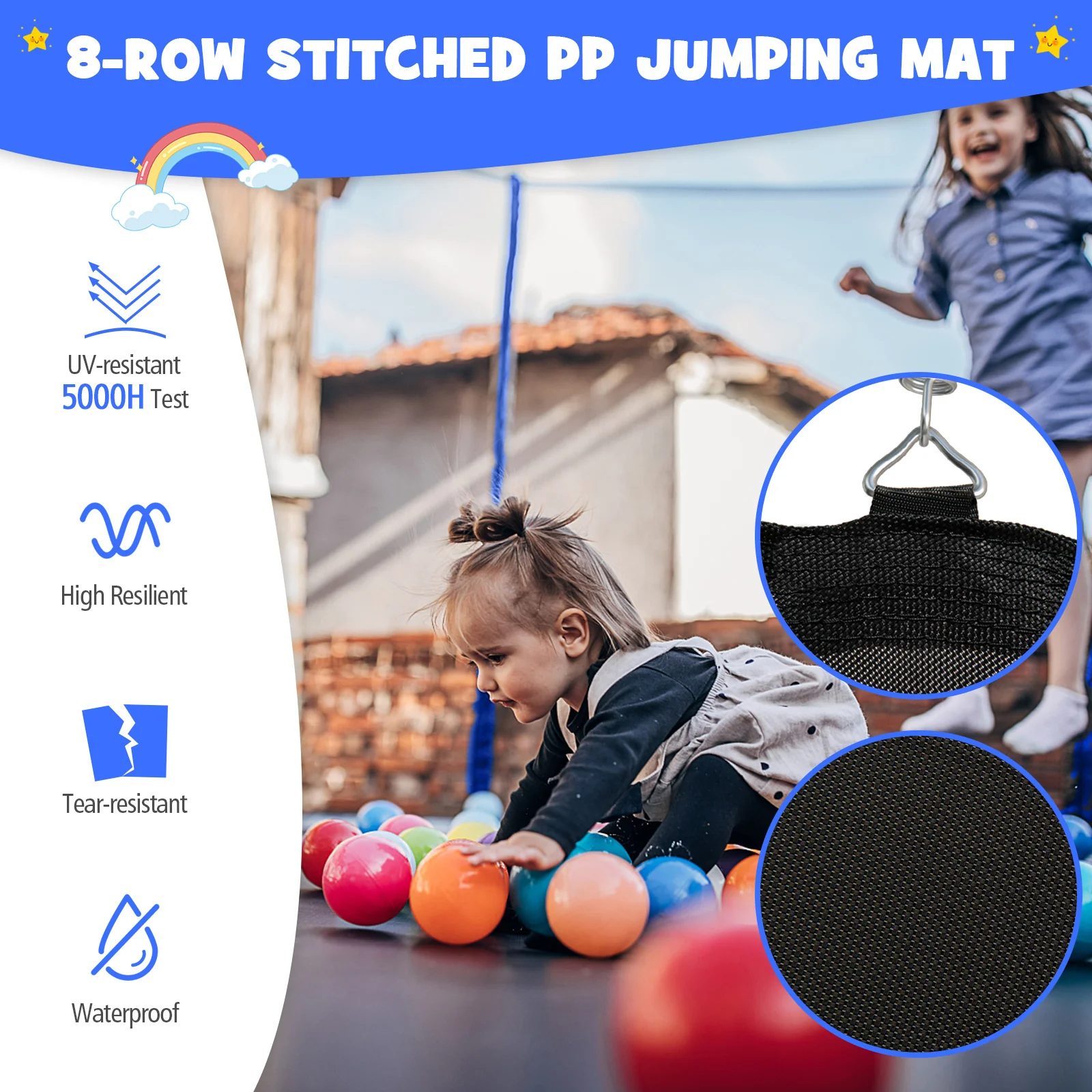 15/16 Feet Outdoor Recreational Trampoline with Enclosure Net - Image 27