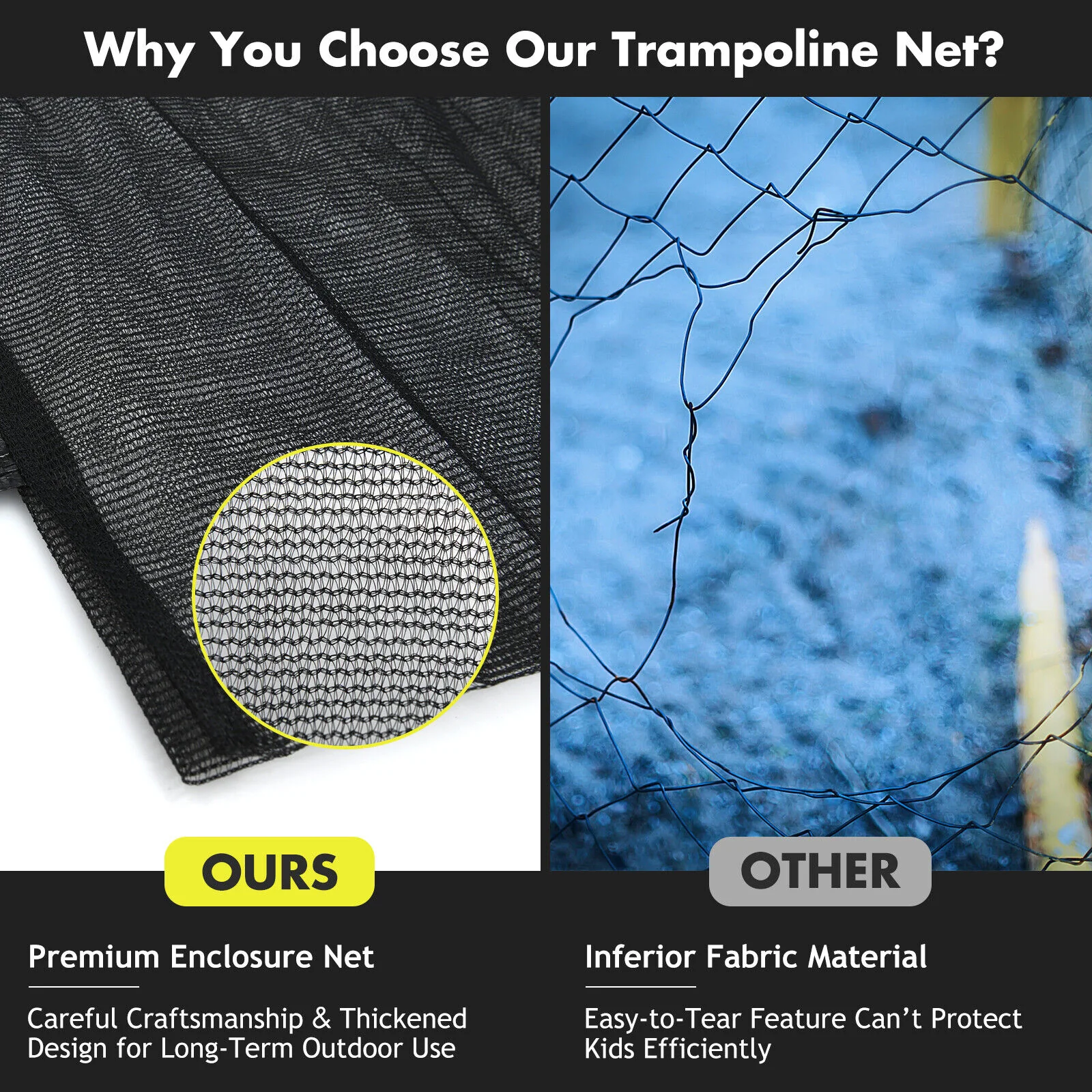 15/16 Feet Trampoline Replacement Safety Net - Image 8