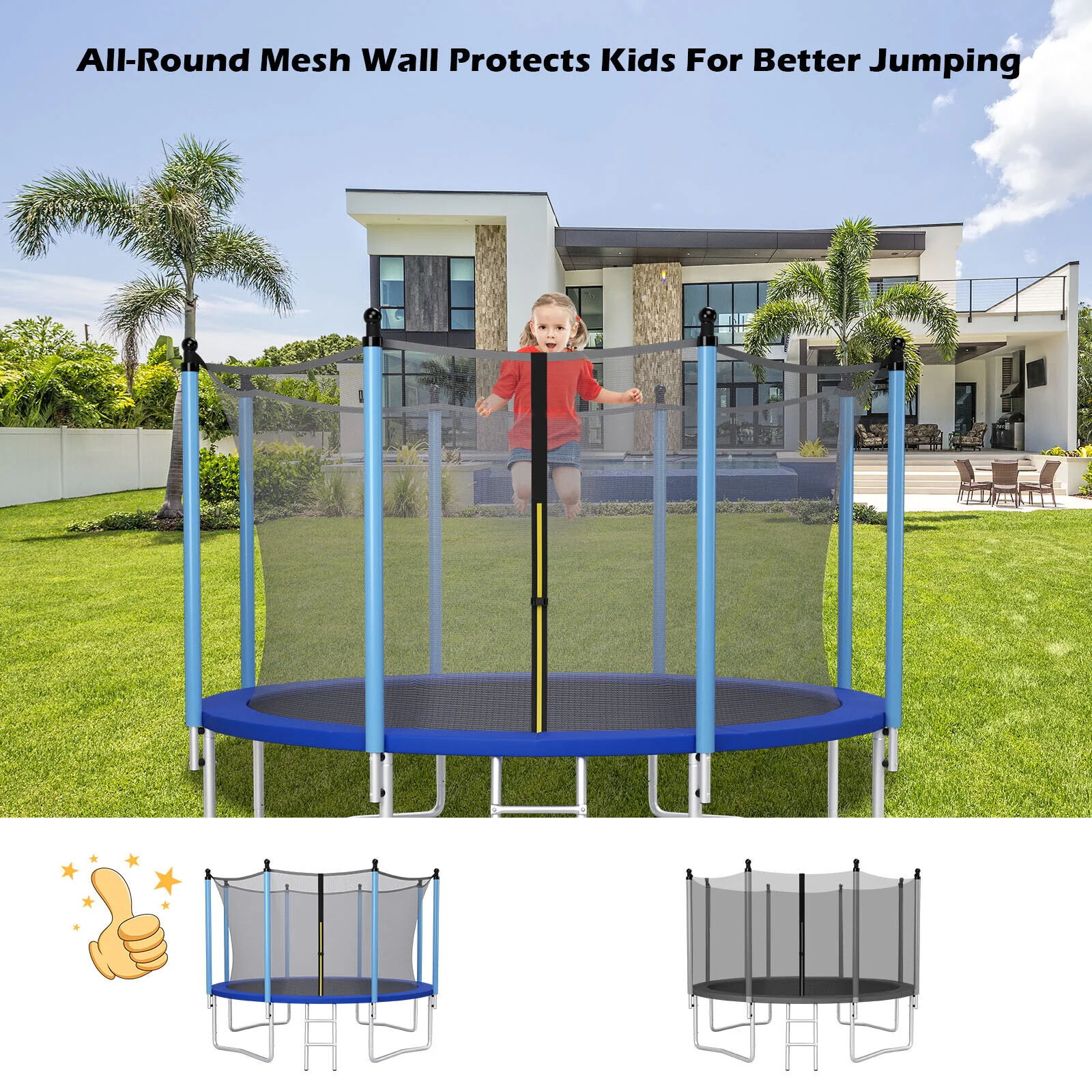 15/16 Feet Trampoline Replacement Safety Net with Adjustable Straps - Image 14