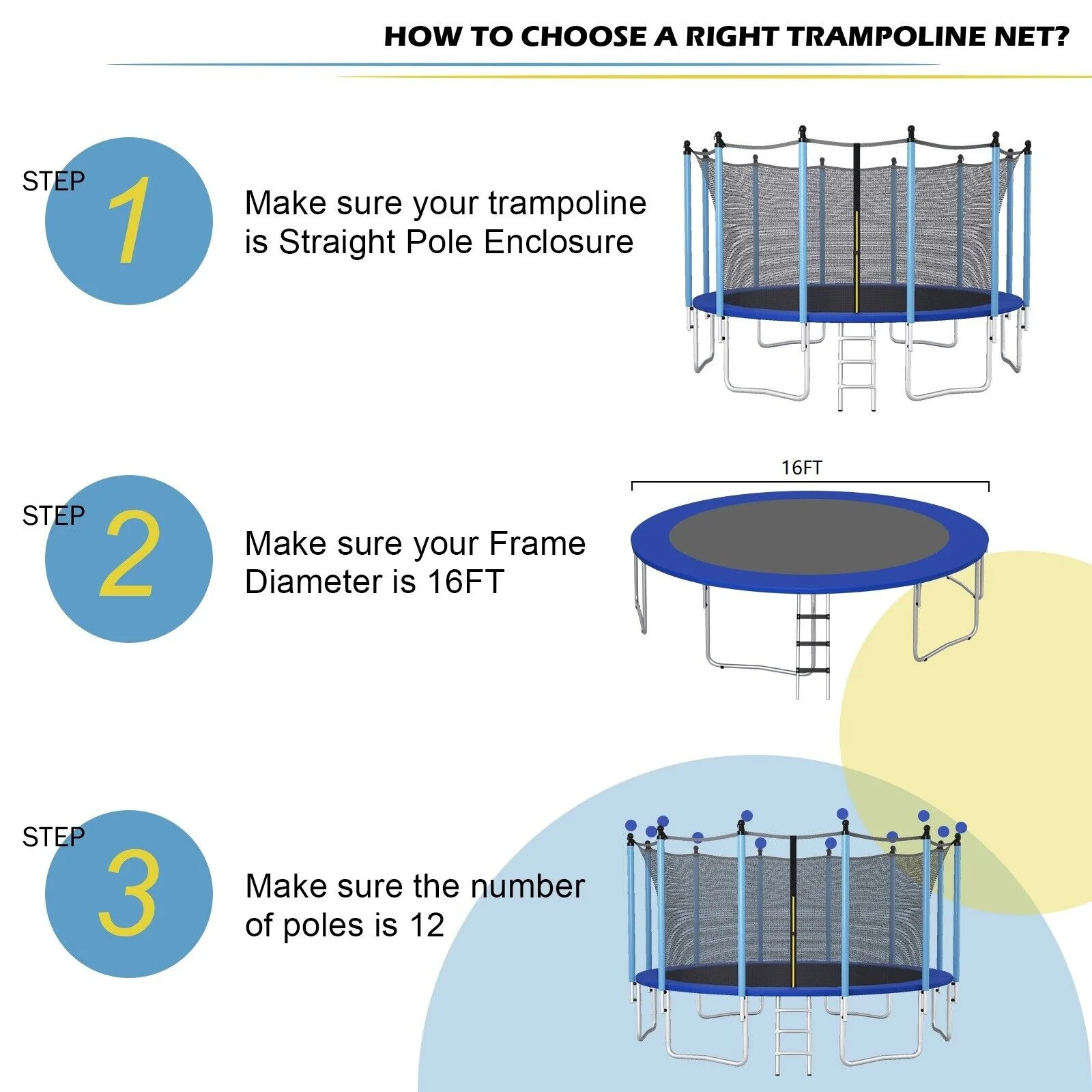 15/16 Feet Trampoline Replacement Safety Net with Adjustable Straps - Image 16