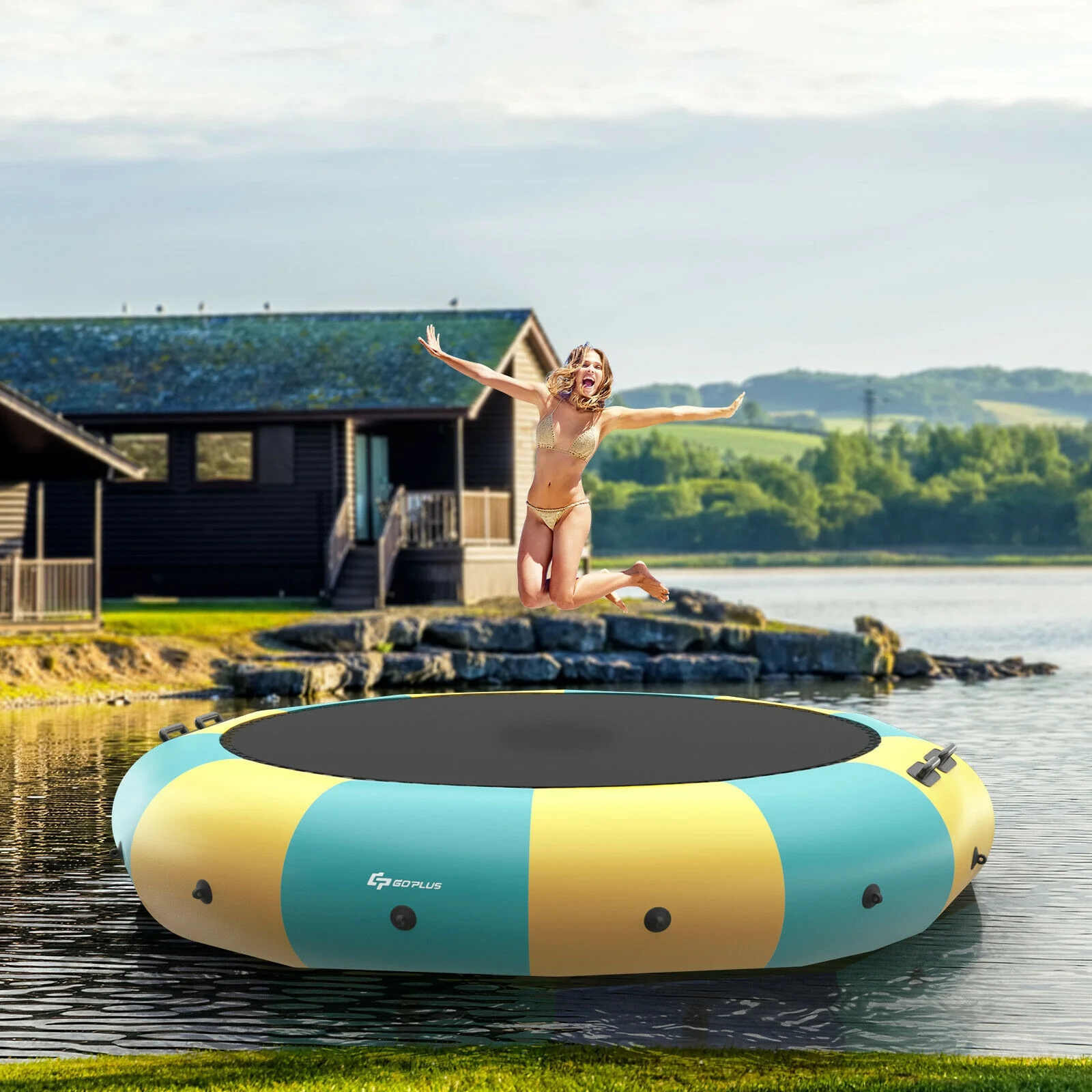15 Feet Inflatable Splash Padded Water Bouncer Trampoline