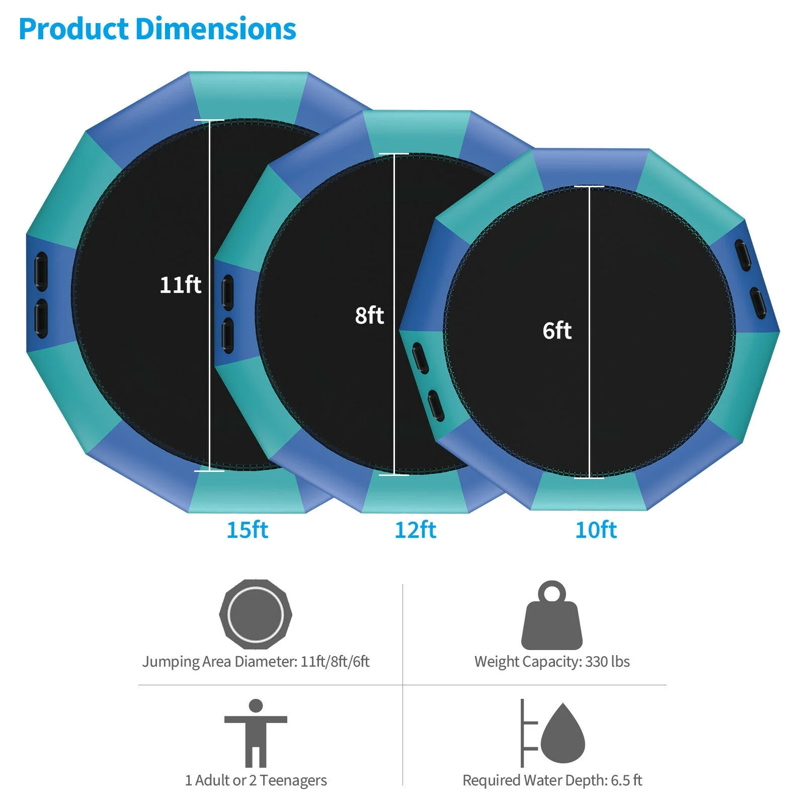 15 Feet Inflatable Splash Padded Water Bouncer Trampoline - Image 13