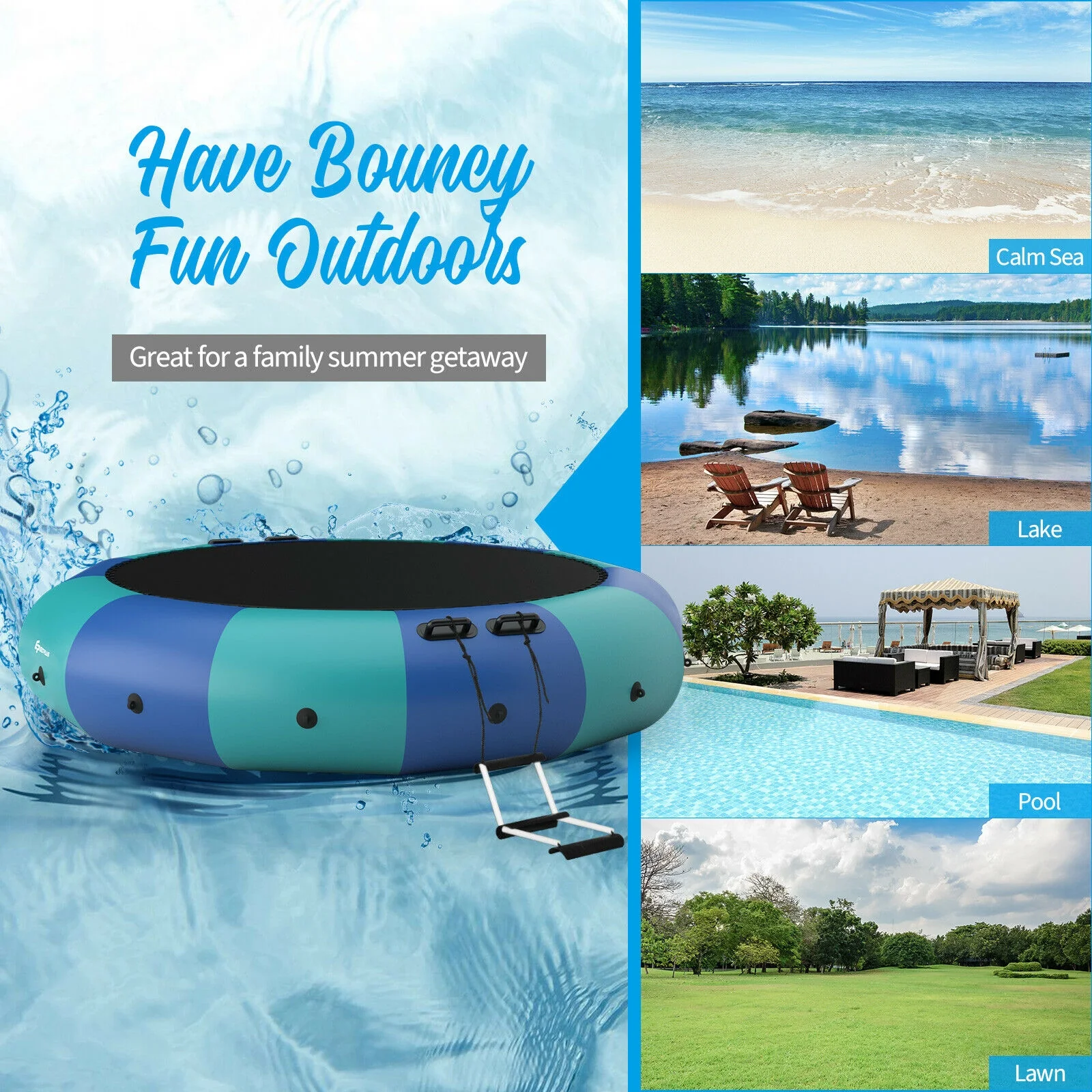 15 Feet Inflatable Splash Padded Water Bouncer Trampoline - Image 16