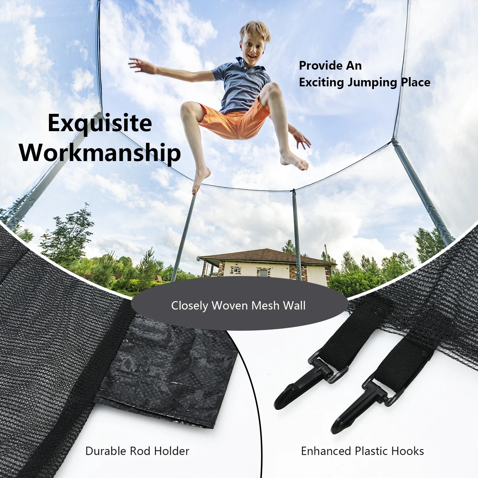 15 Feet Trampoline Safety Replacement Protection Enclosure Net - Image 13