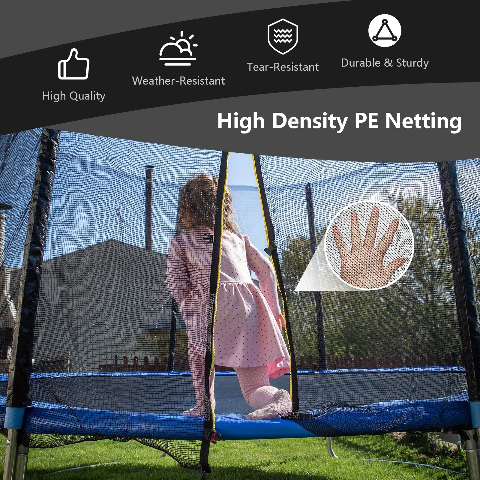 15 Feet Trampoline Safety Replacement Protection Enclosure Net - Image 23