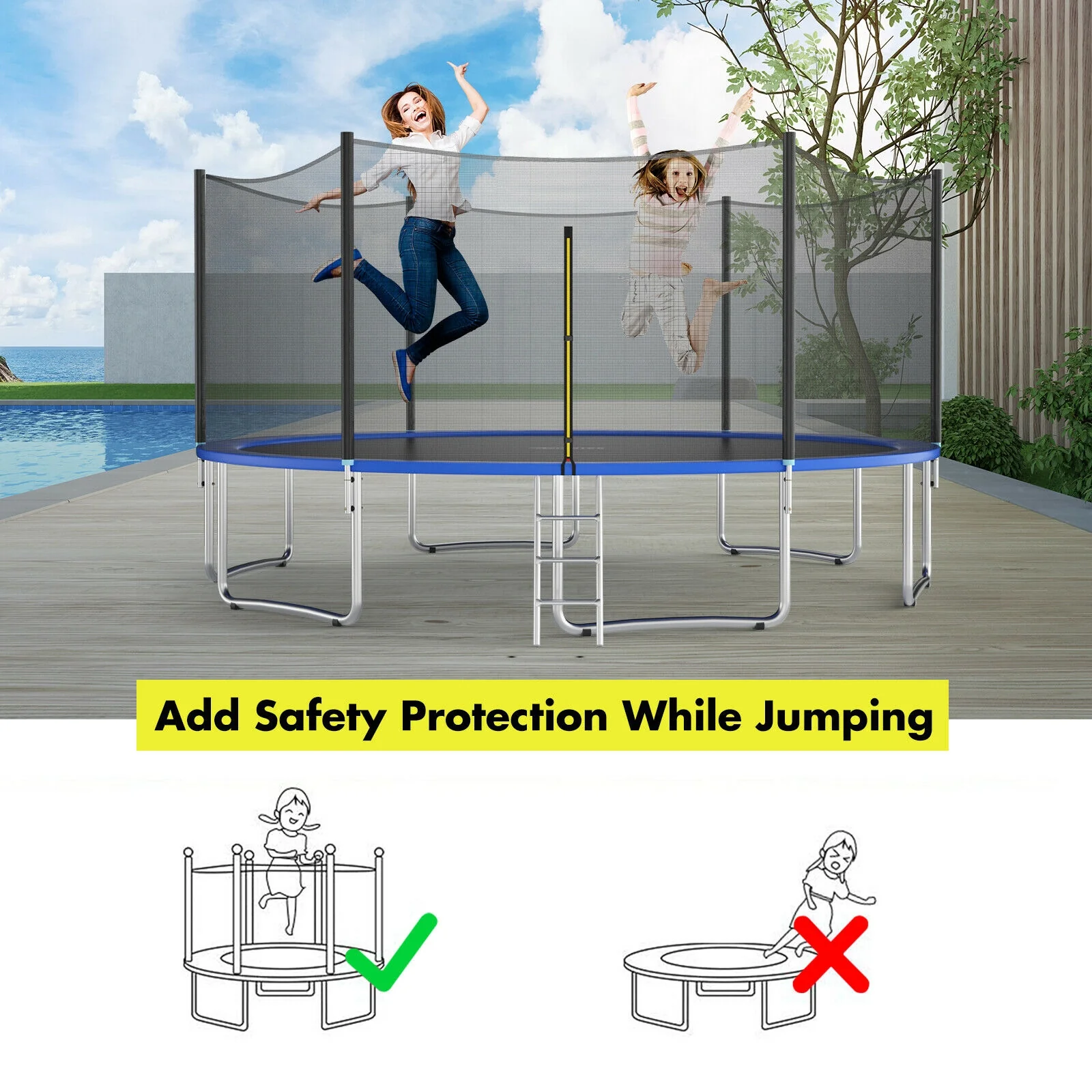 15 Feet Trampoline Safety Replacement Protection Enclosure Net - Image 29