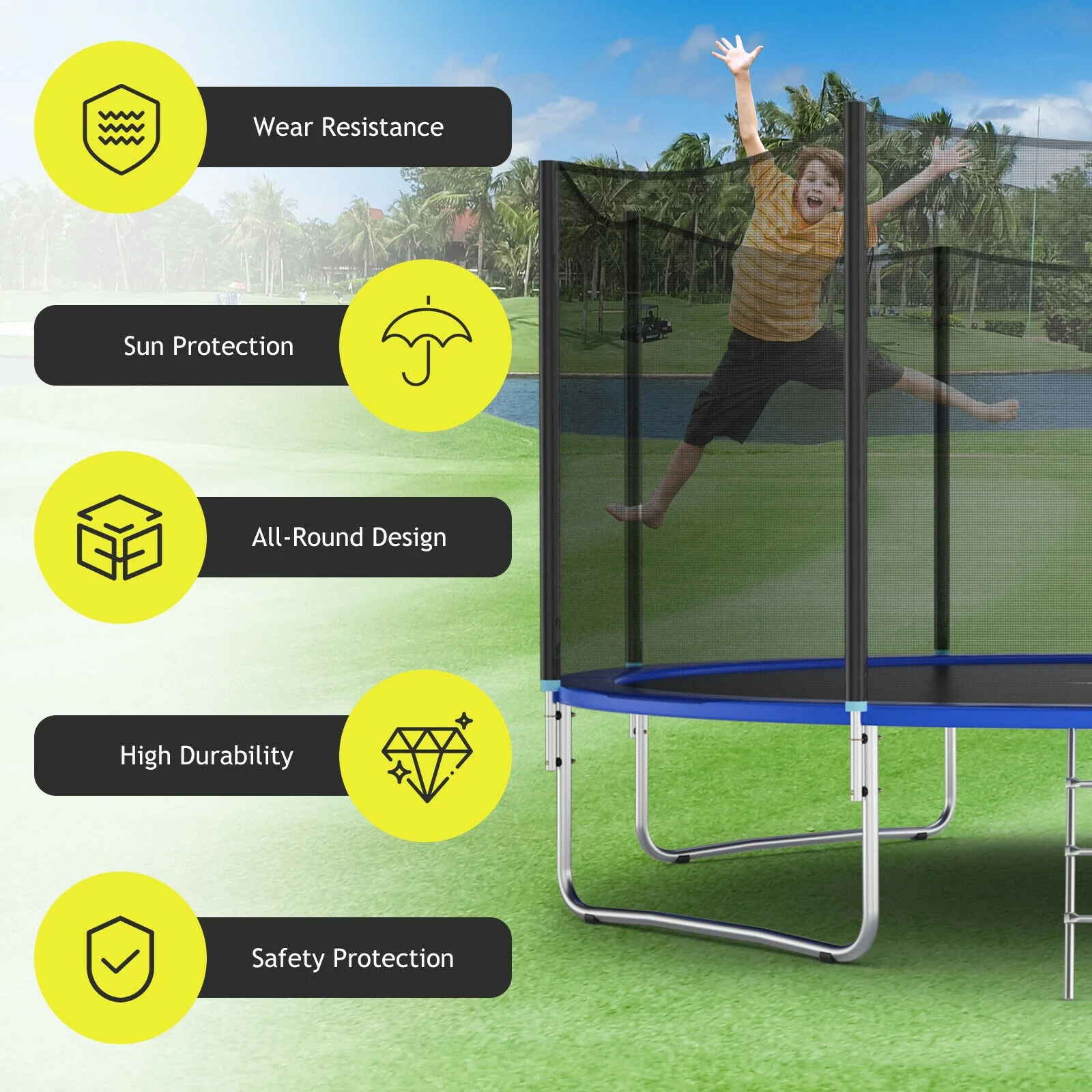 15 Feet Trampoline Safety Replacement Protection Enclosure Net - Image 7