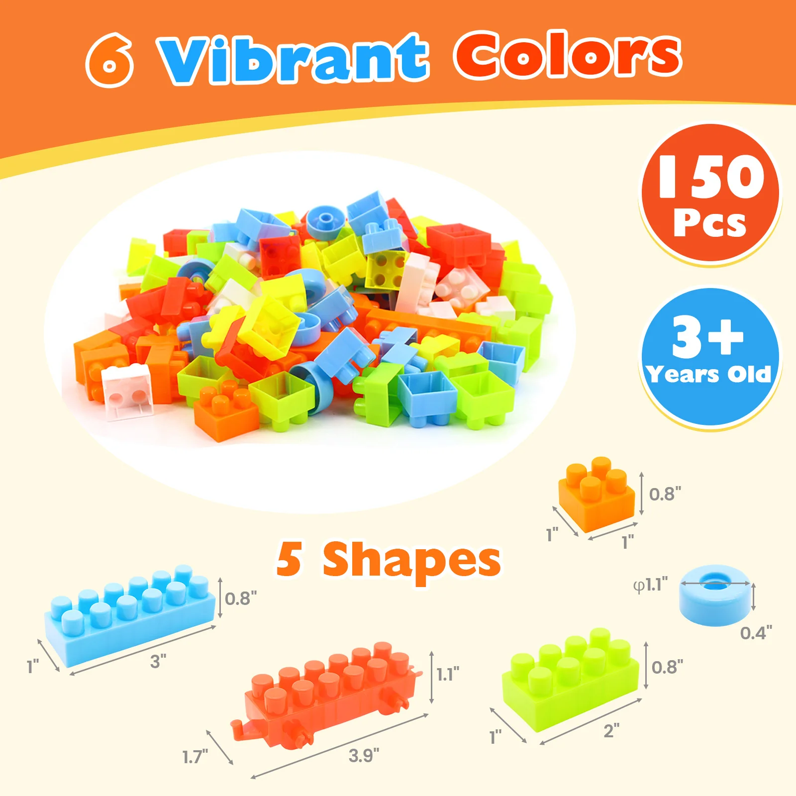 150 Pcs Toddler Building Blocks Toy STEM Montessori Early Learning Toys for 3+ year old - Image 5