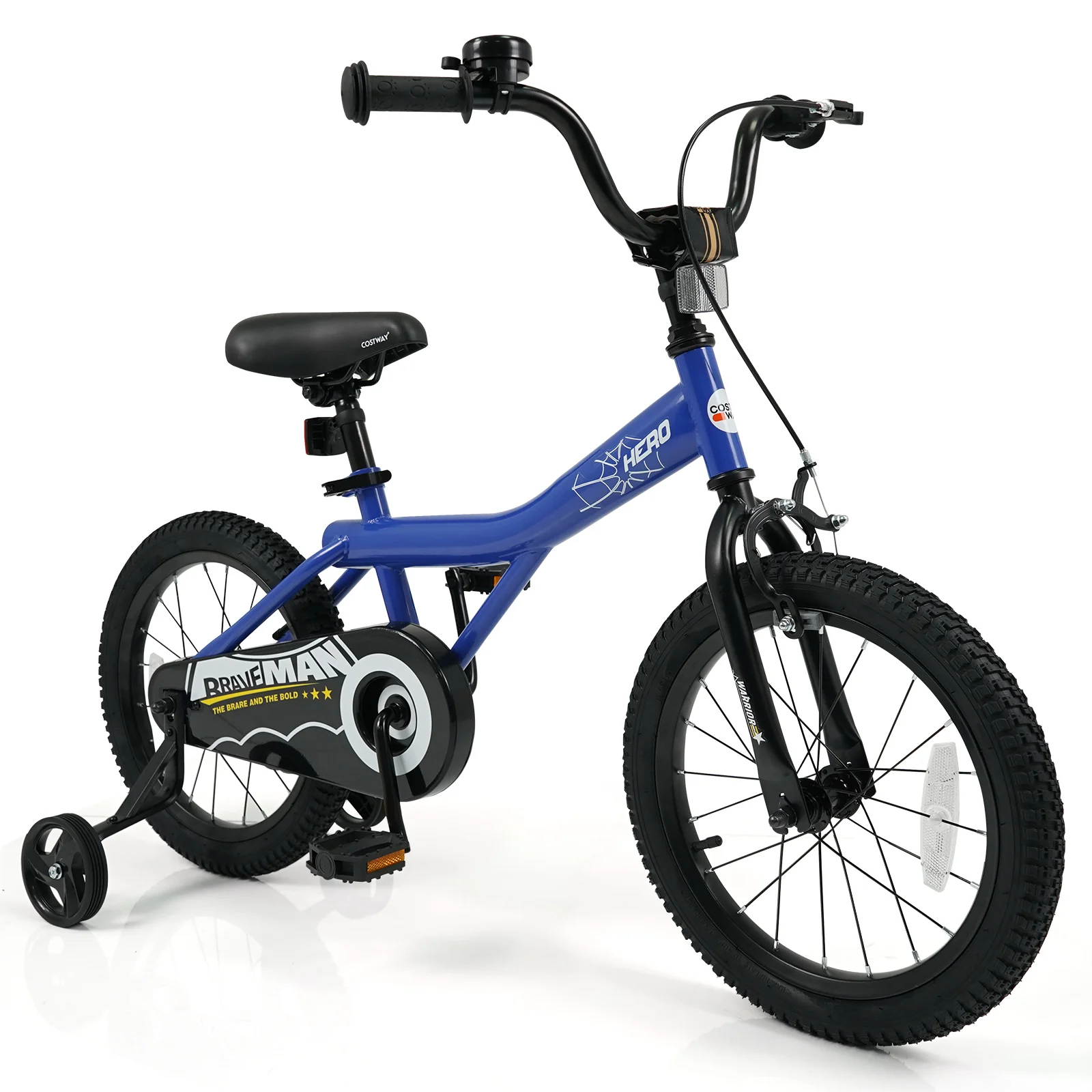 16 Inch Kids Bike with Helmet Protective Set Dark Blue - Image 3
