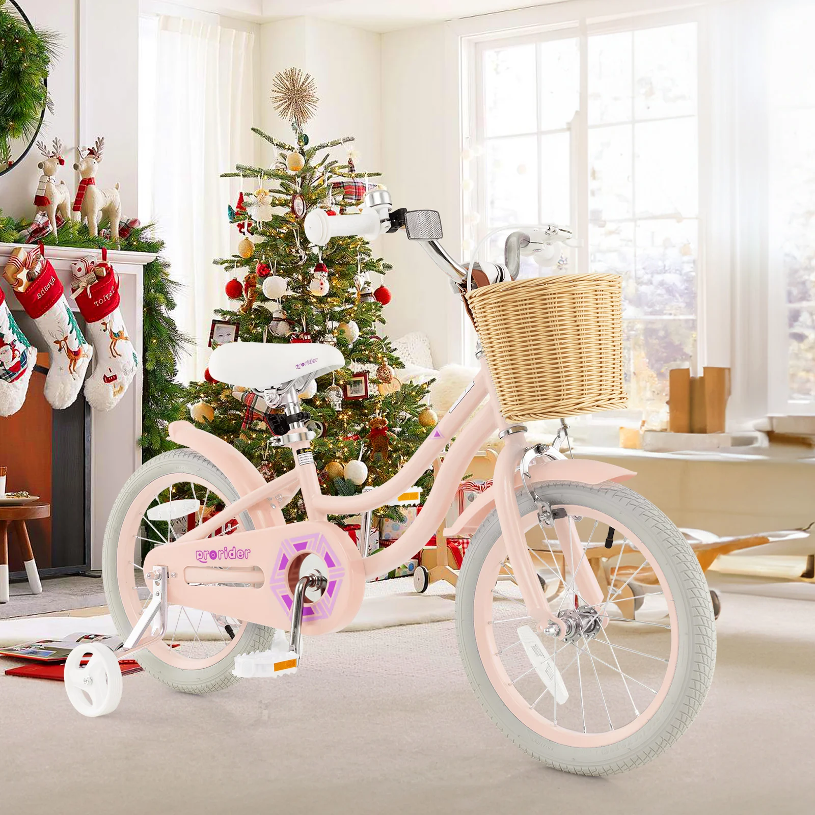 16-Inch Kids Bike with Training Wheels and Adjustable Handlebar Seat