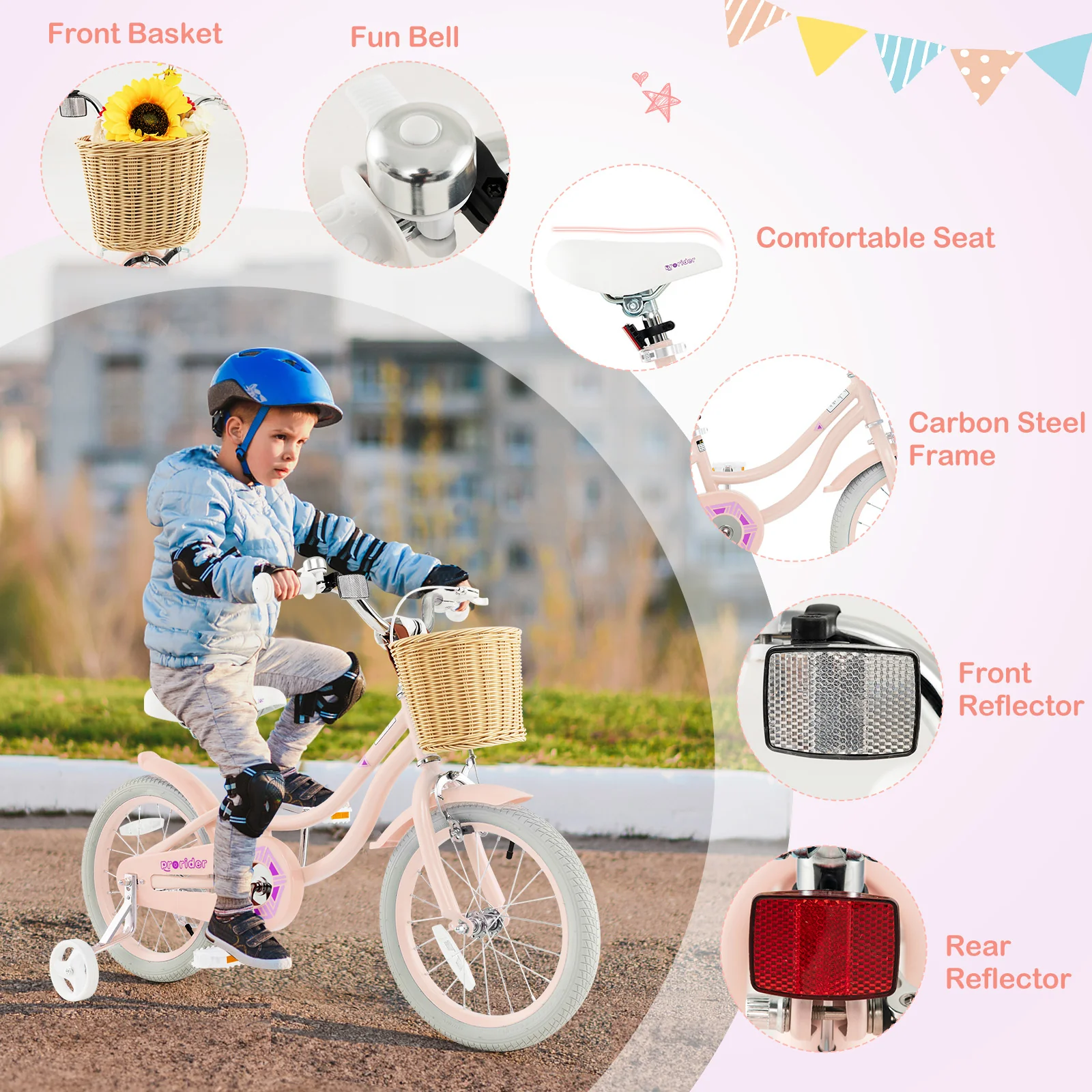 16-Inch Kids Bike with Training Wheels and Adjustable Handlebar Seat - Image 8