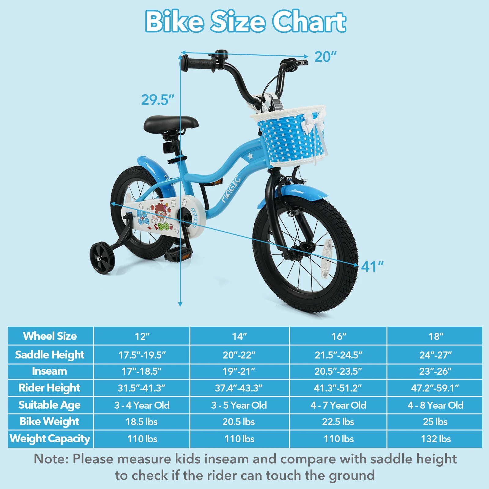 16 Inch Kids Bike with Training Wheels and Basket Navy Color - Image 12