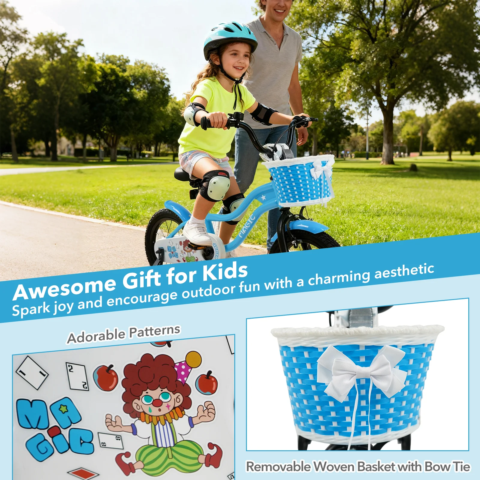 16 Inch Kids Bike with Training Wheels and Basket Navy Color - Image 16