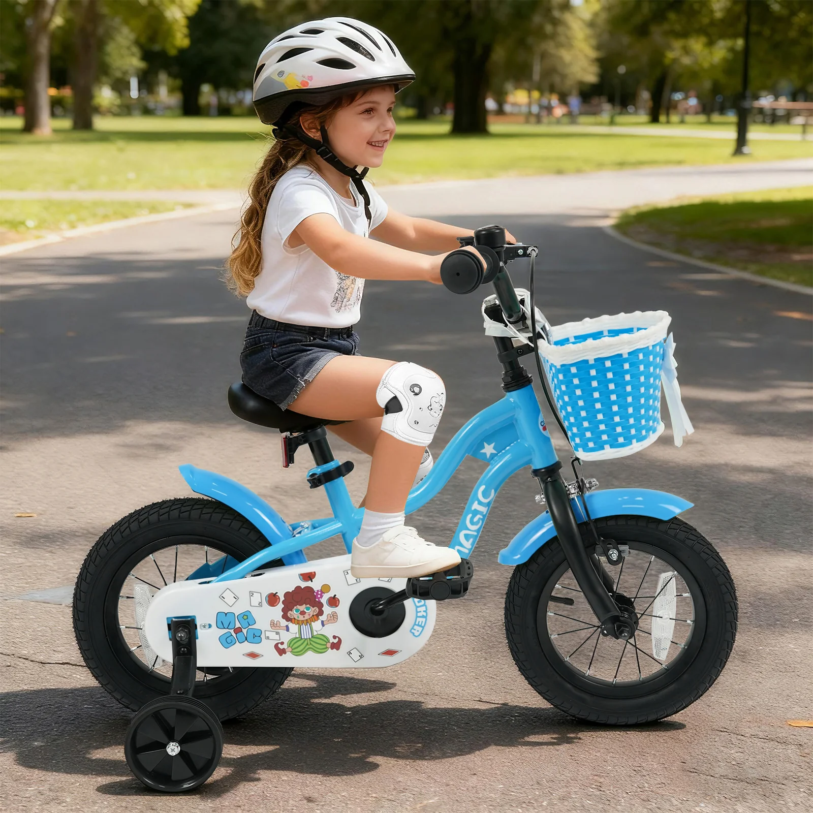 16 Inch Kids Bike with Training Wheels and Basket Navy Color - Image 17