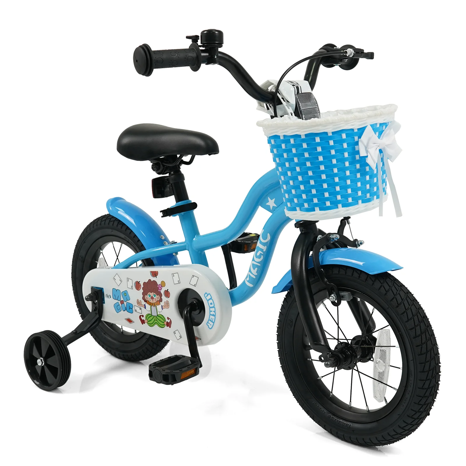 16 Inch Kids Bike with Training Wheels and Basket Navy Color - Image 19