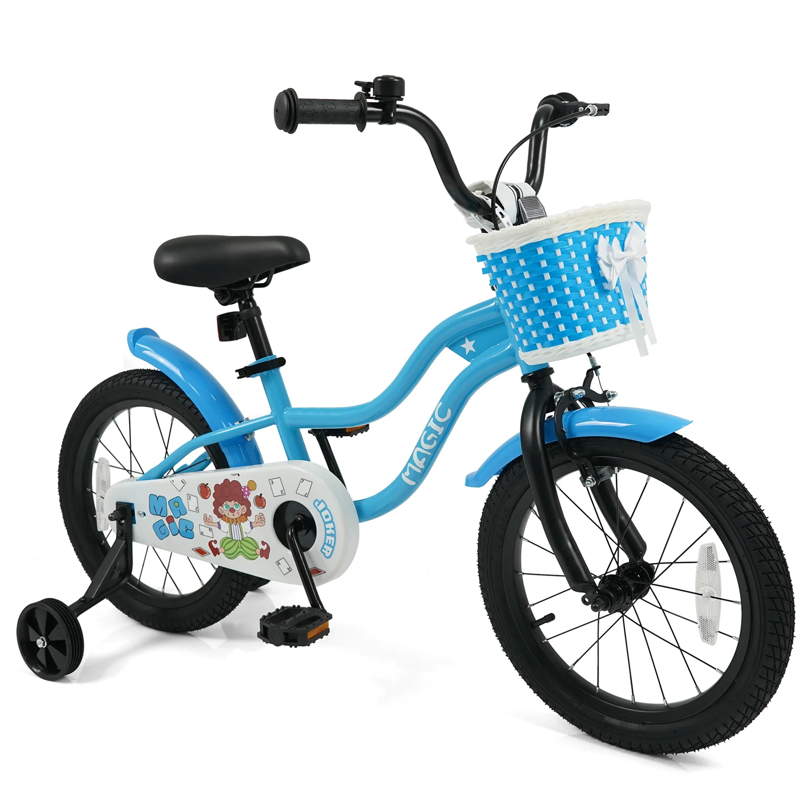 16 Inch Kids Bike with Training Wheels and Basket Navy Color - Image 3
