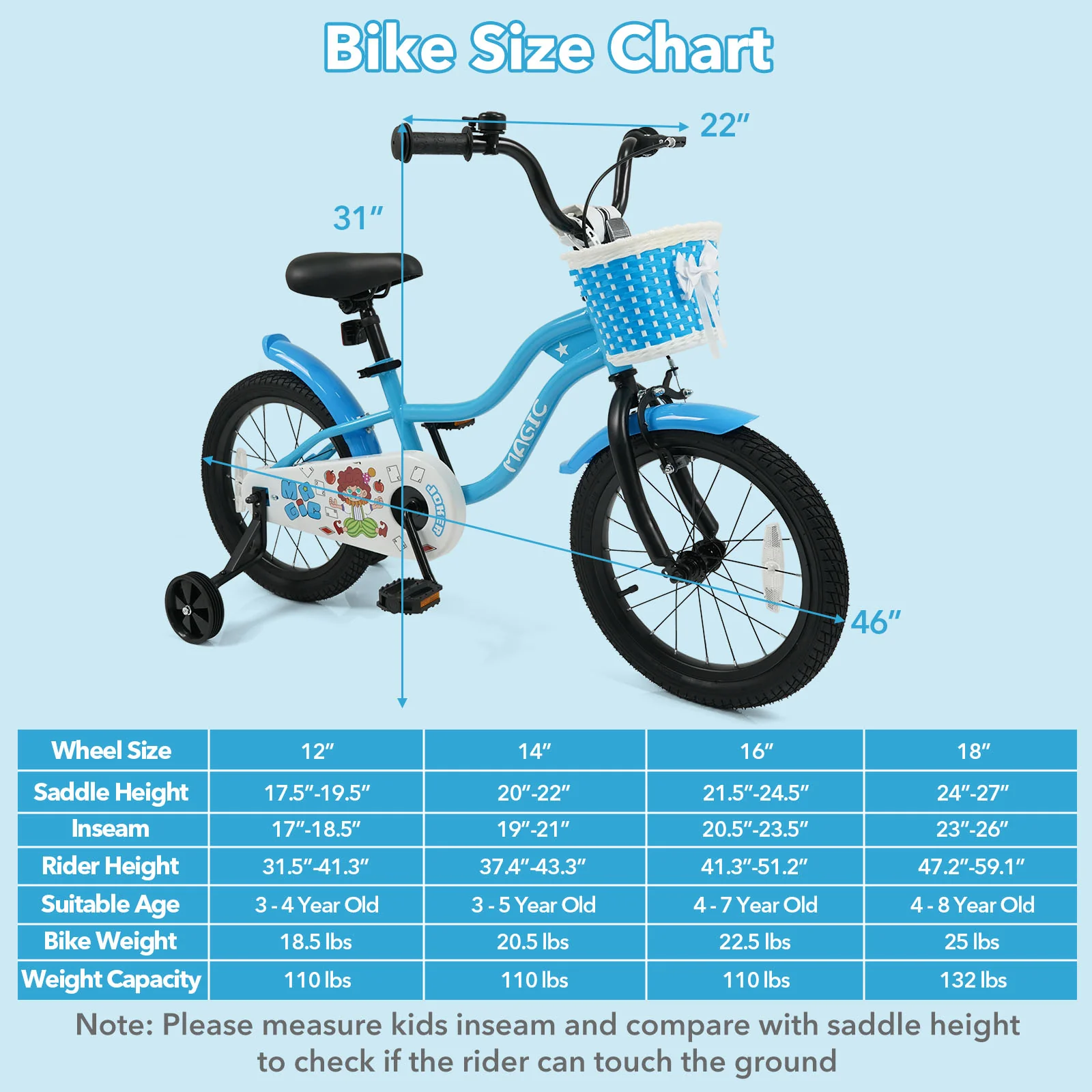 16 Inch Kids Bike with Training Wheels and Basket Navy Color - Image 4