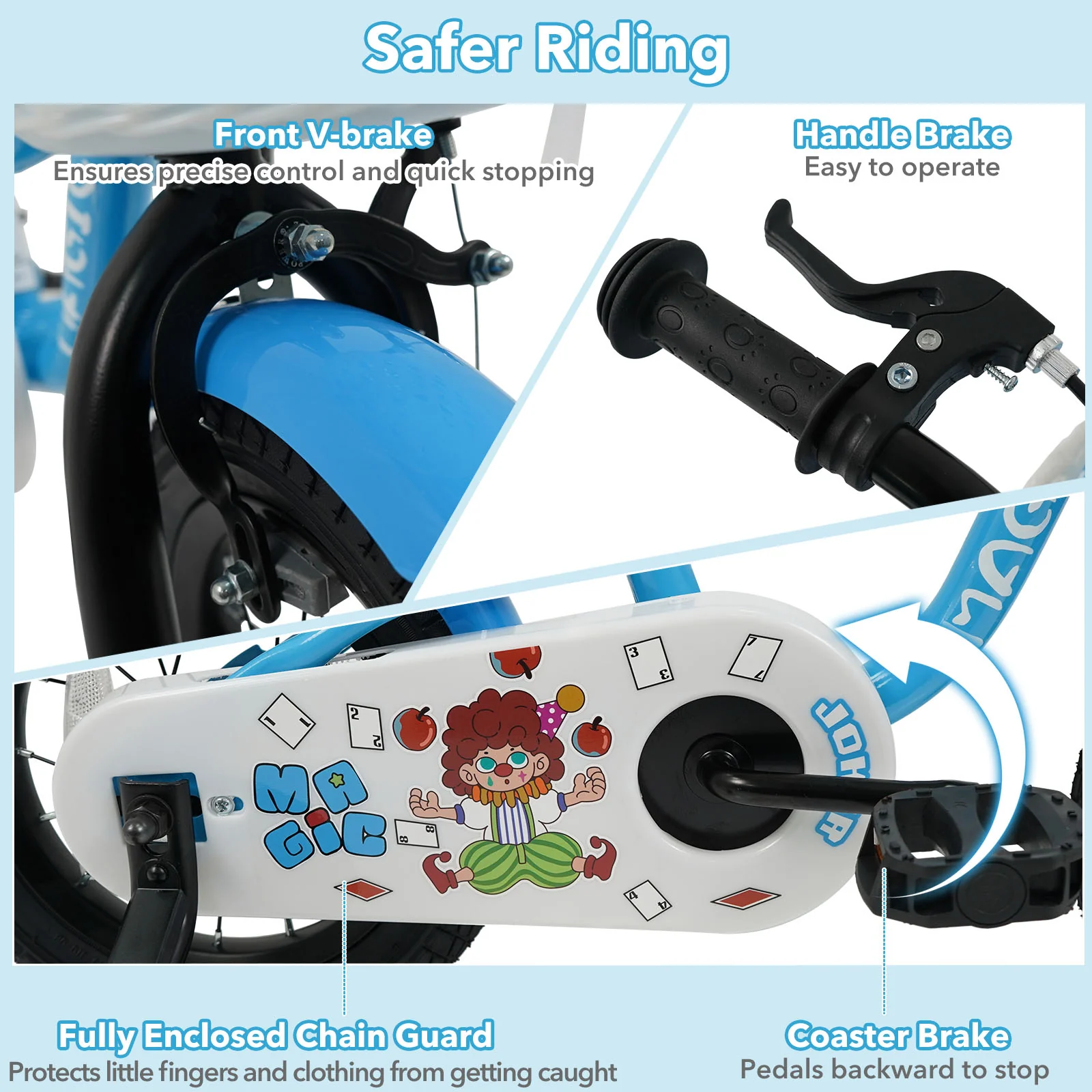 16 Inch Kids Bike with Training Wheels and Basket Navy Color - Image 5