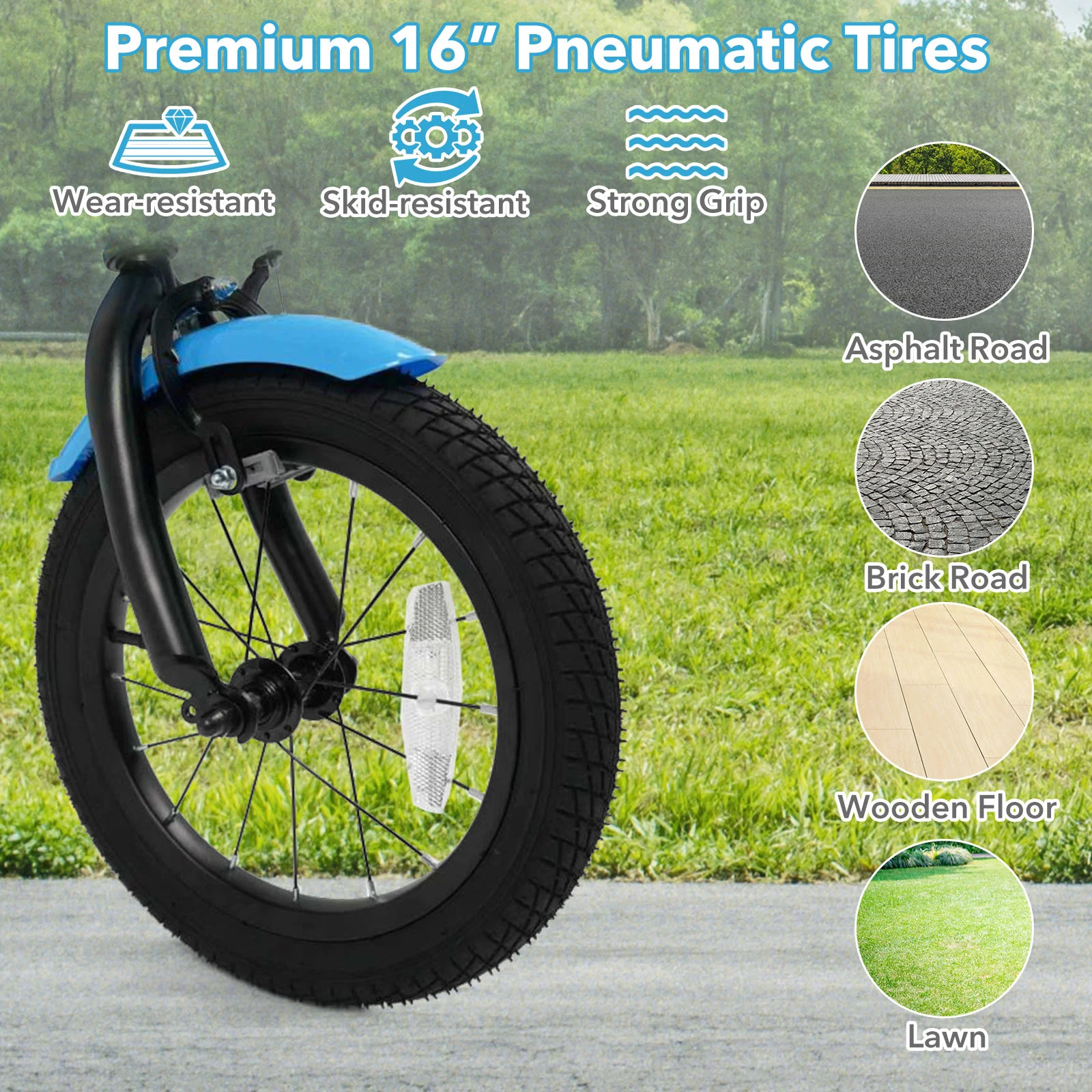 16 Inch Kids Bike with Training Wheels and Basket Navy Color - Image 7