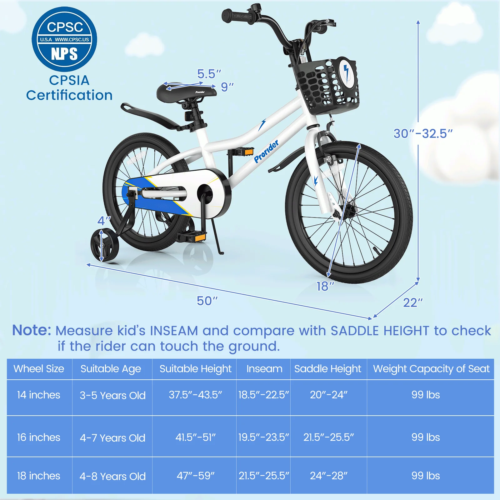 18 Feet Kids Bike with Removable Training Wheels - Image 13