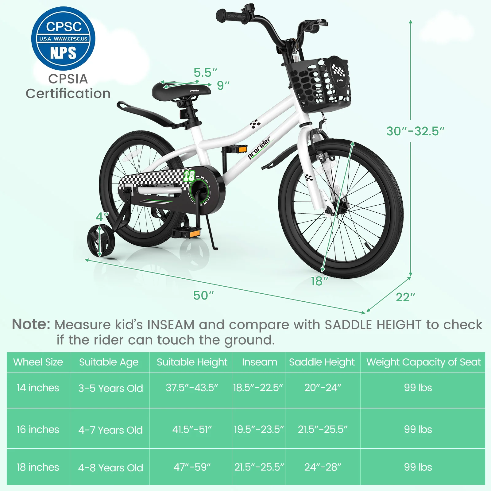 18 Feet Kids Bike with Removable Training Wheels - Image 28