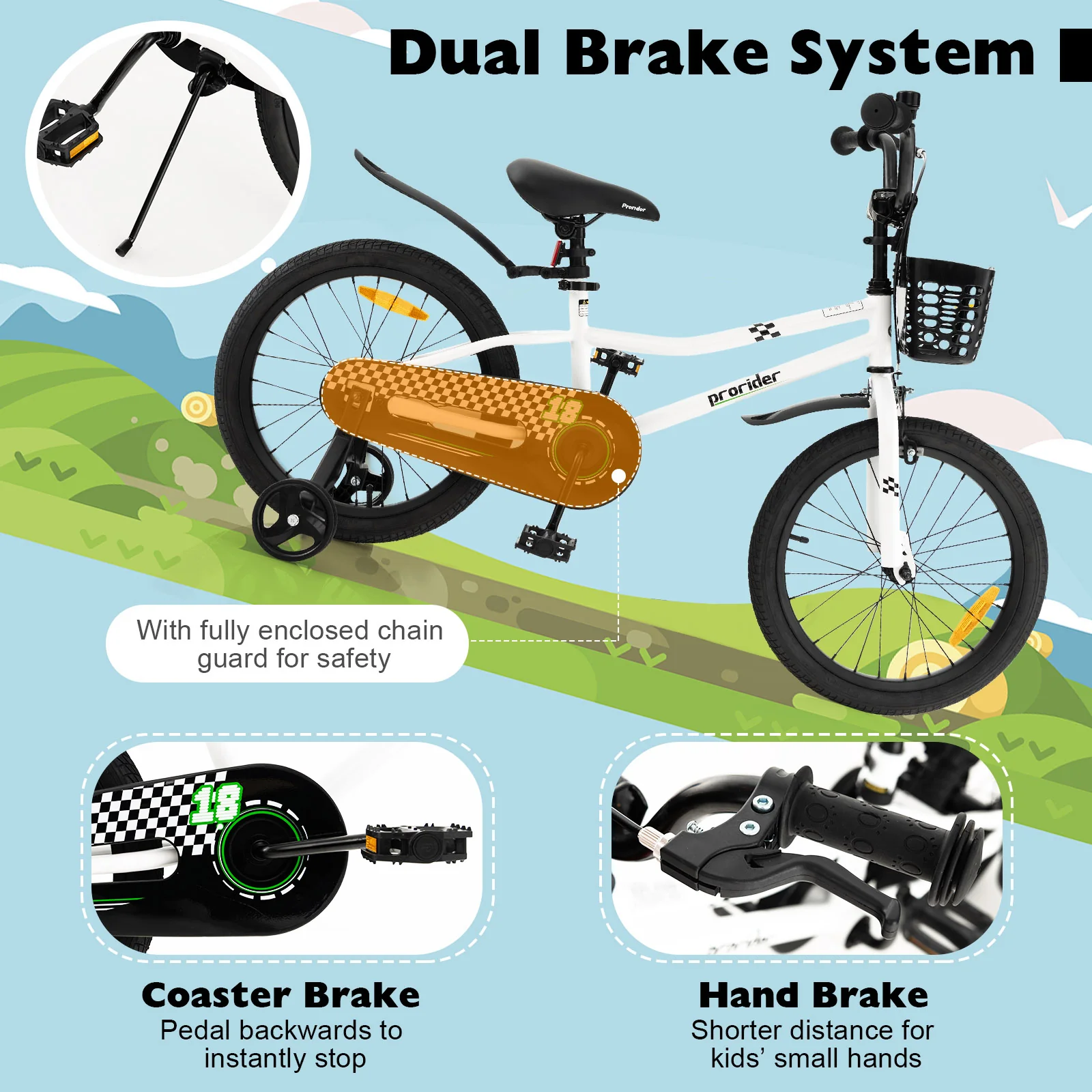 18 Feet Kids Bike with Removable Training Wheels - Image 30