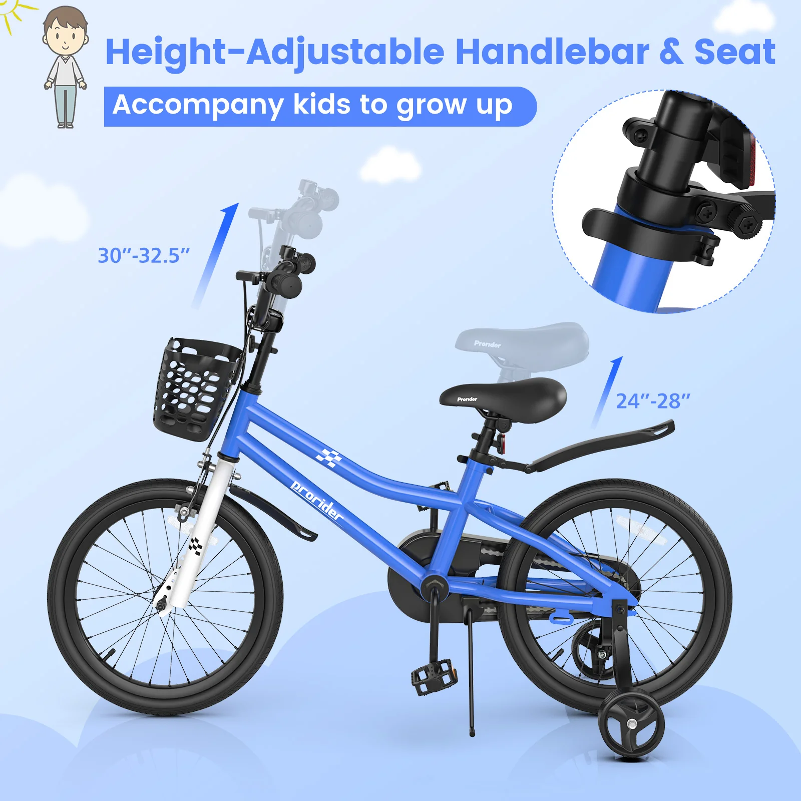 18 Feet Kids Bike with Removable Training Wheels - Image 38