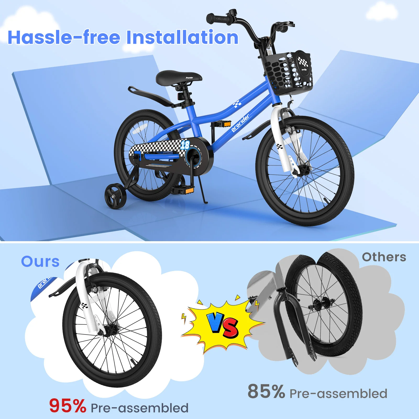 18 Feet Kids Bike with Removable Training Wheels - Image 40