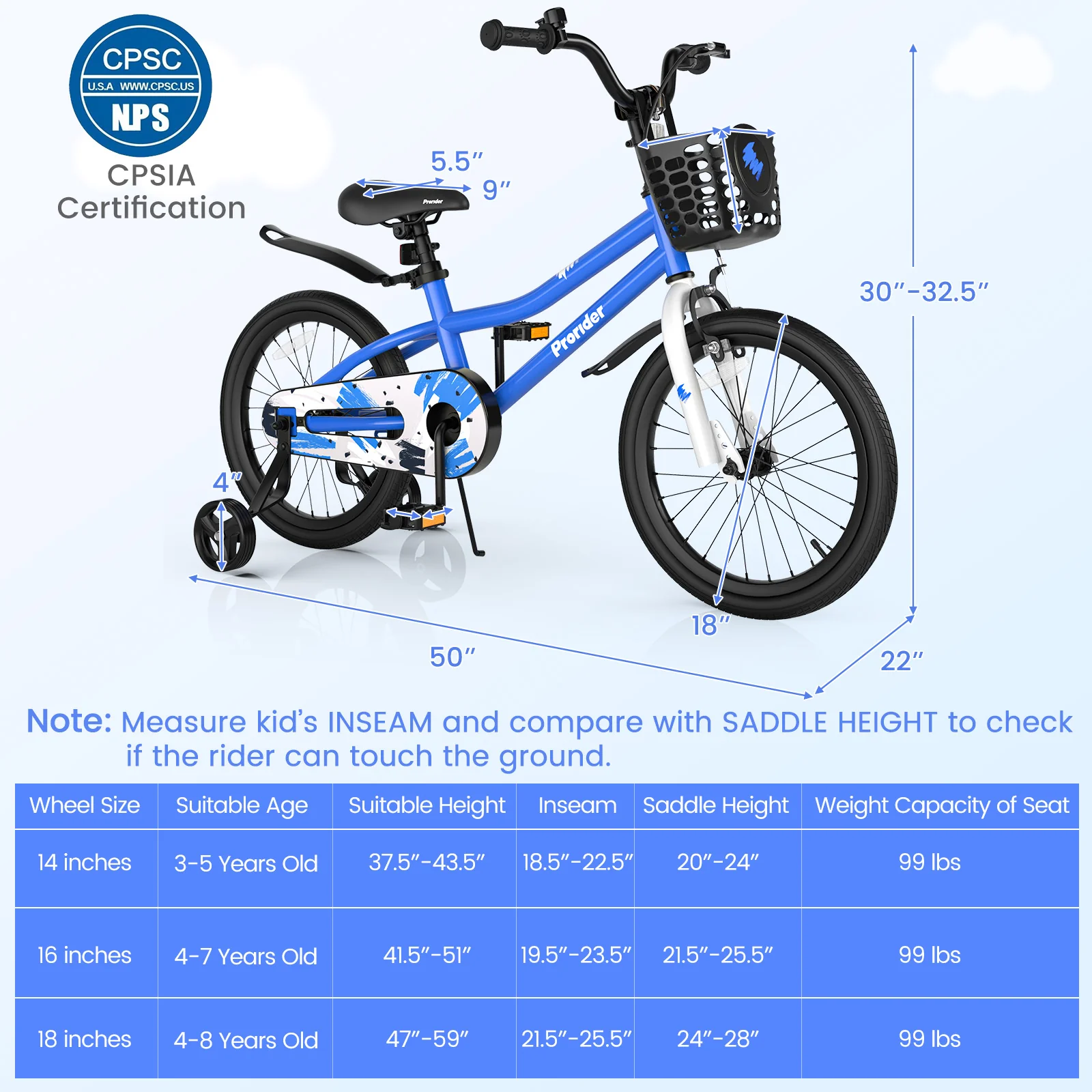 18 Feet Kids Bike with Removable Training Wheels - Image 5
