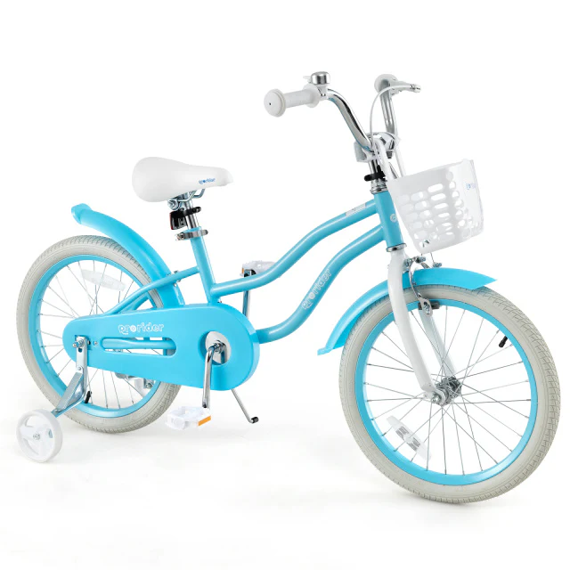 18 Inch Kids Bike with Helmet Protective Set Blue - Image 3