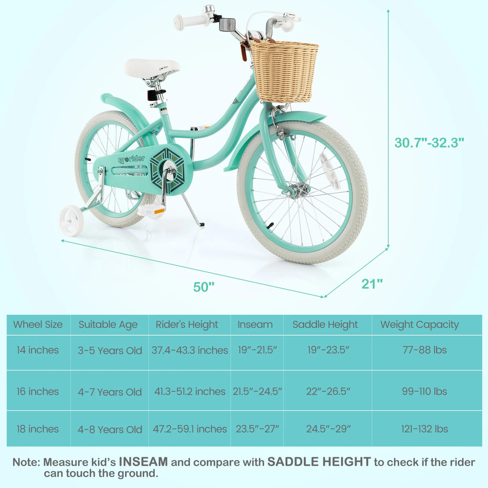 18-Inch Kids Bike with Training Wheels and Adjustable Handlebar Seat - Image 13
