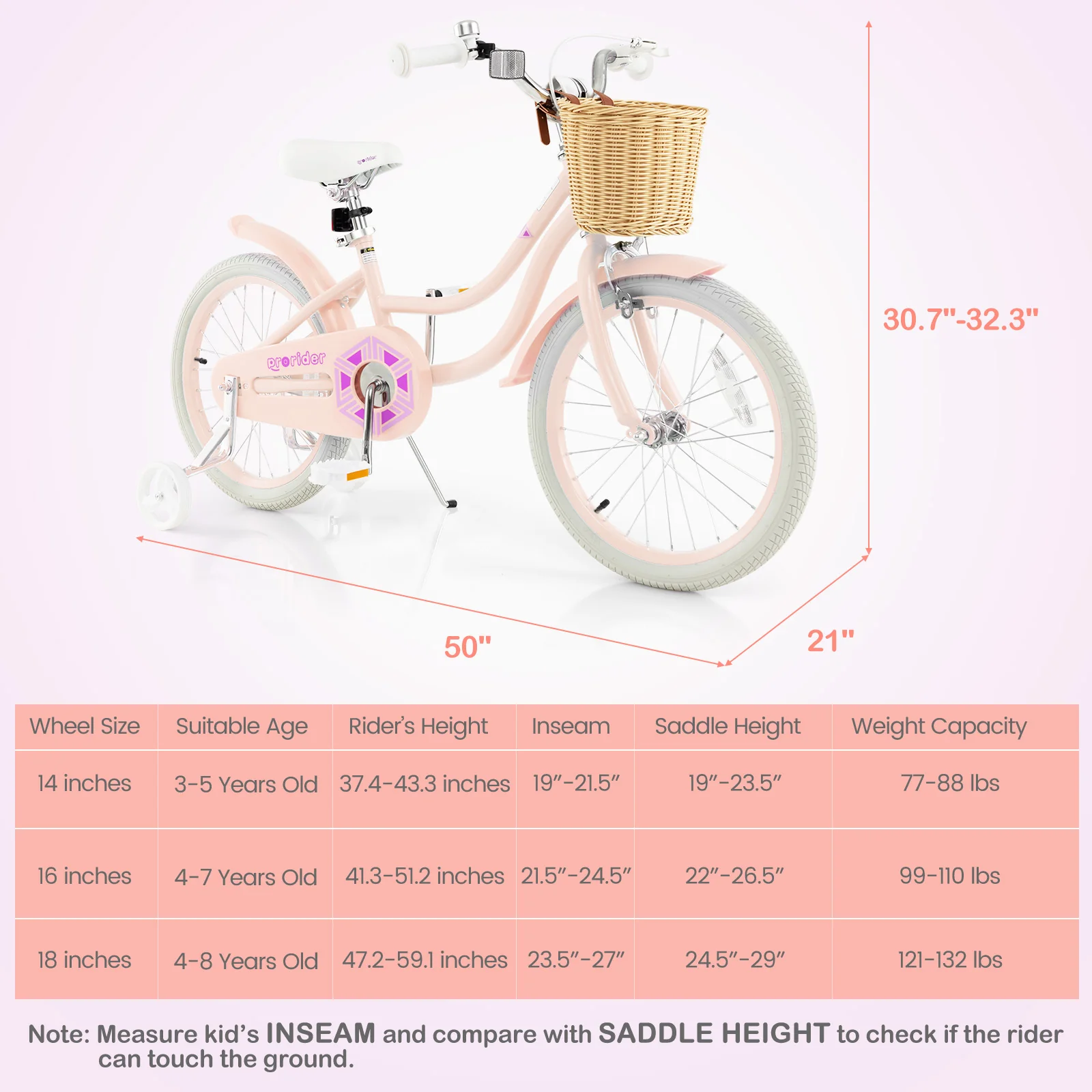 18-Inch Kids Bike with Training Wheels and Adjustable Handlebar Seat - Image 21