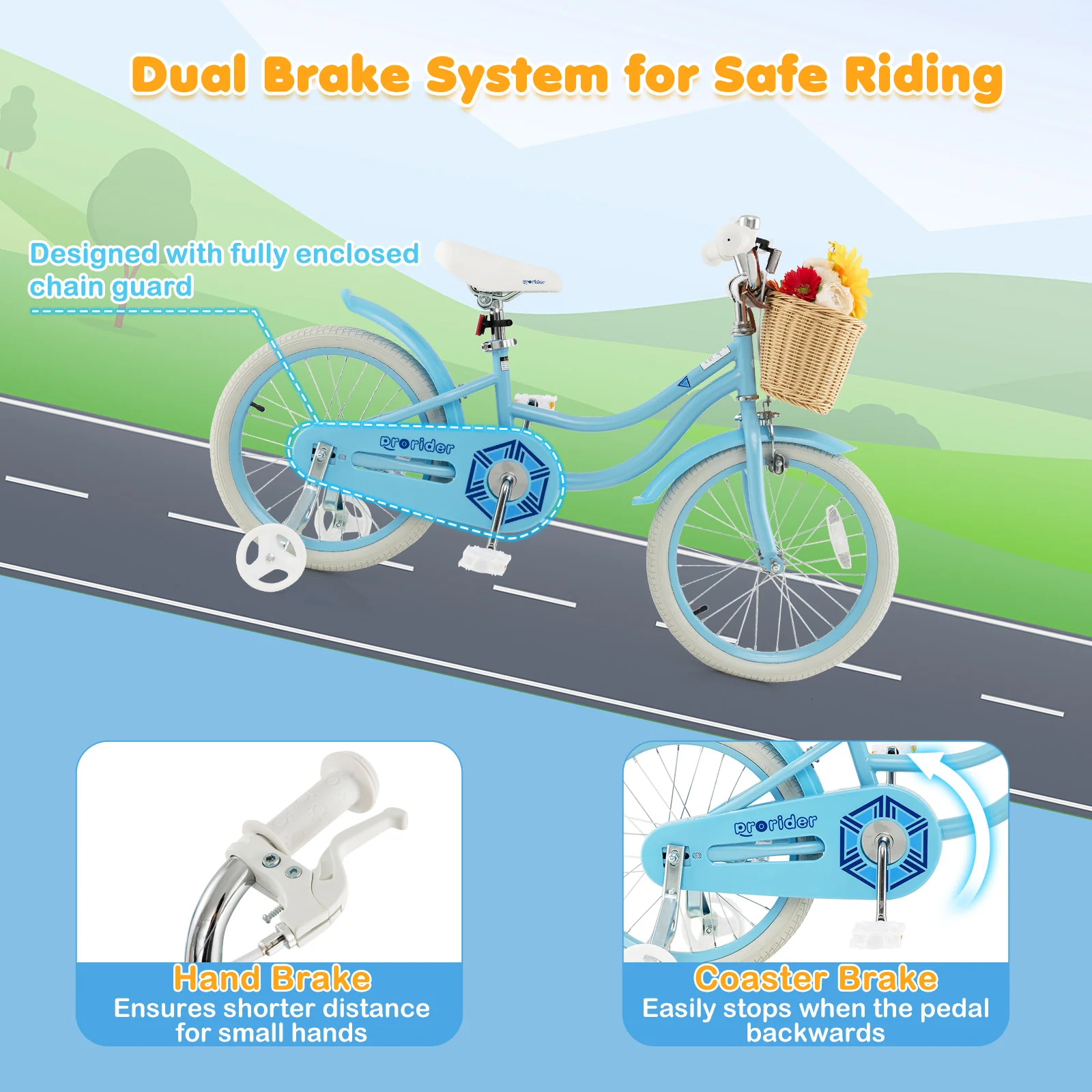 18-Inch Kids Bike with Training Wheels and Adjustable Handlebar Seat - Image 7