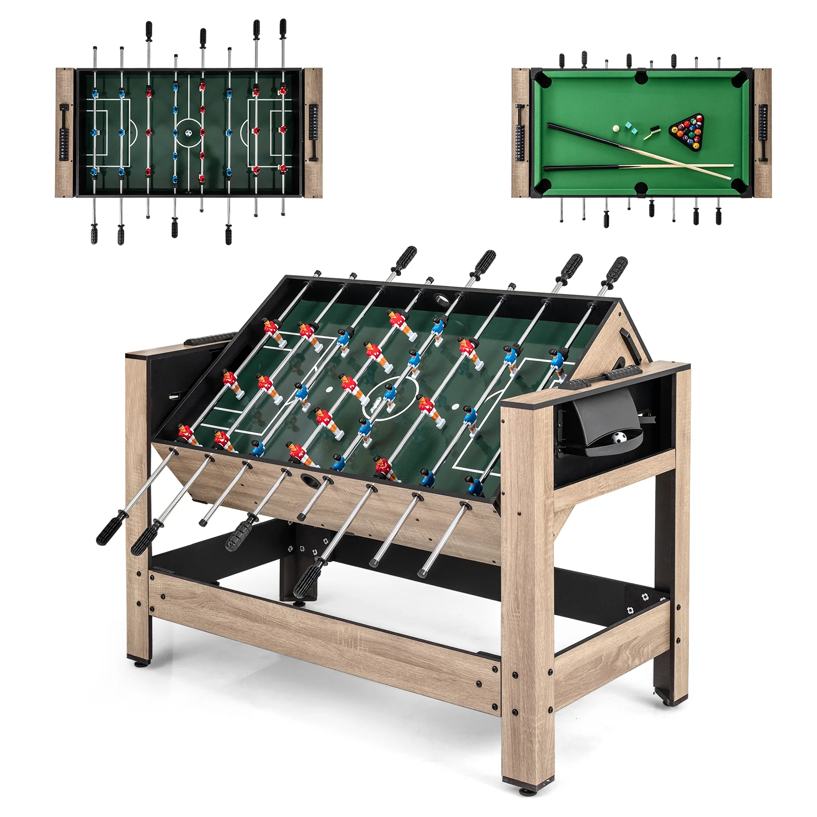 2-in-1 Swivel Game Table for Teens Adults-Brown - Image 3