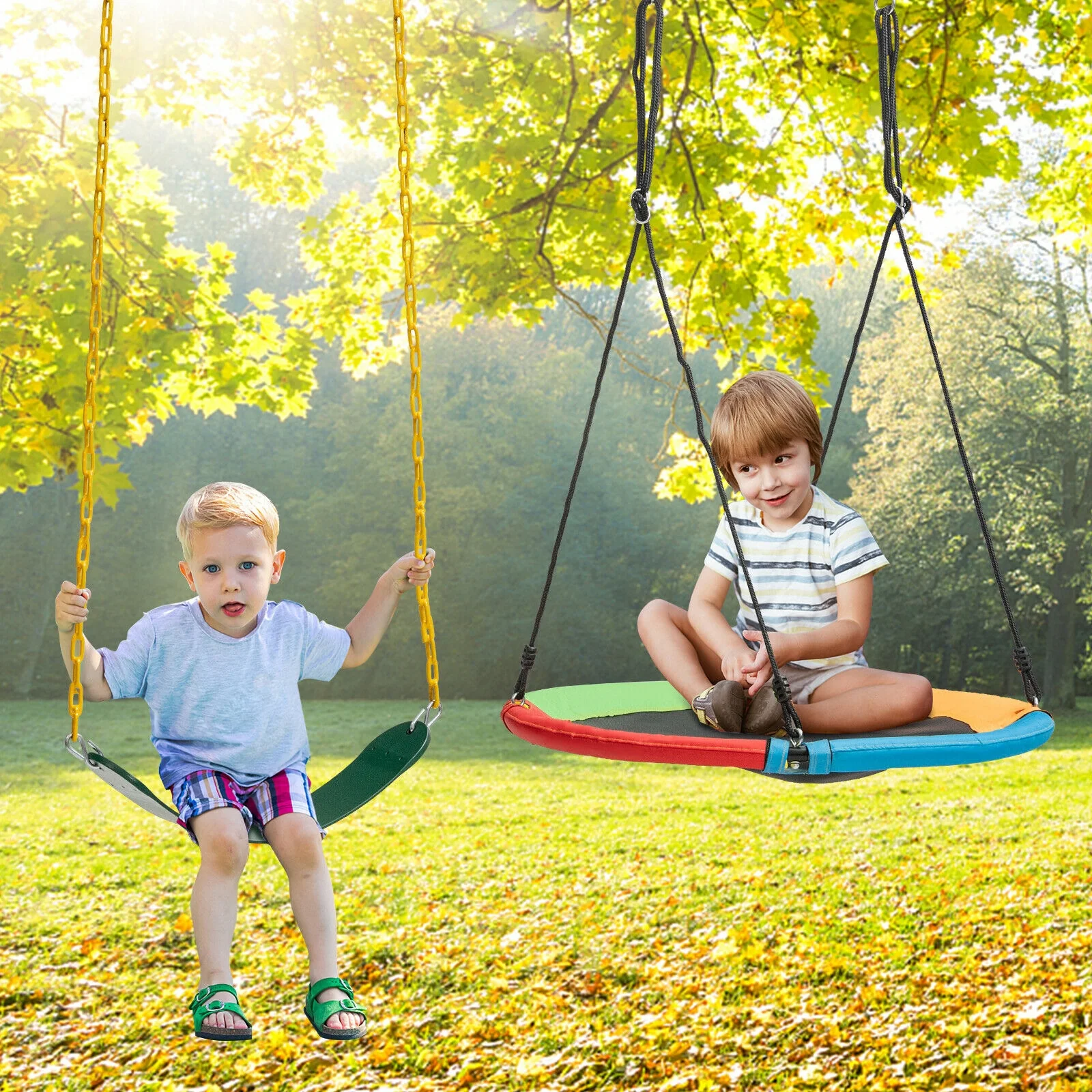 2-Pack Swing Set Swing Seat Replacement and Saucer Tree Swing (Without Stand) - Image 2